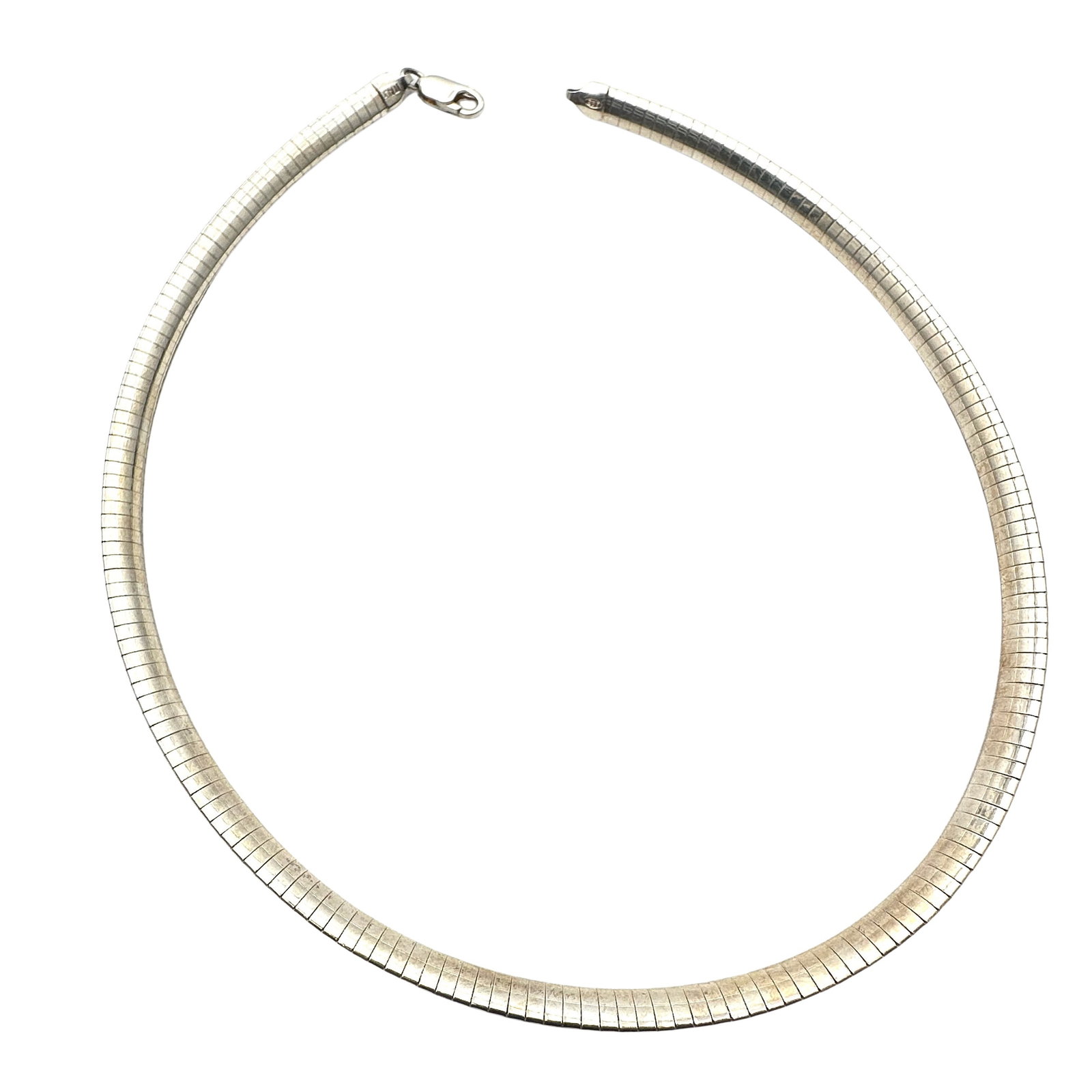 Italy Omega Chain Sterling Silver Choker Necklace 16 Inch Weight 26 Grams: Italy Omega Chain Sterling Silver Choker Necklace 16 Inch Weight 26 Grams