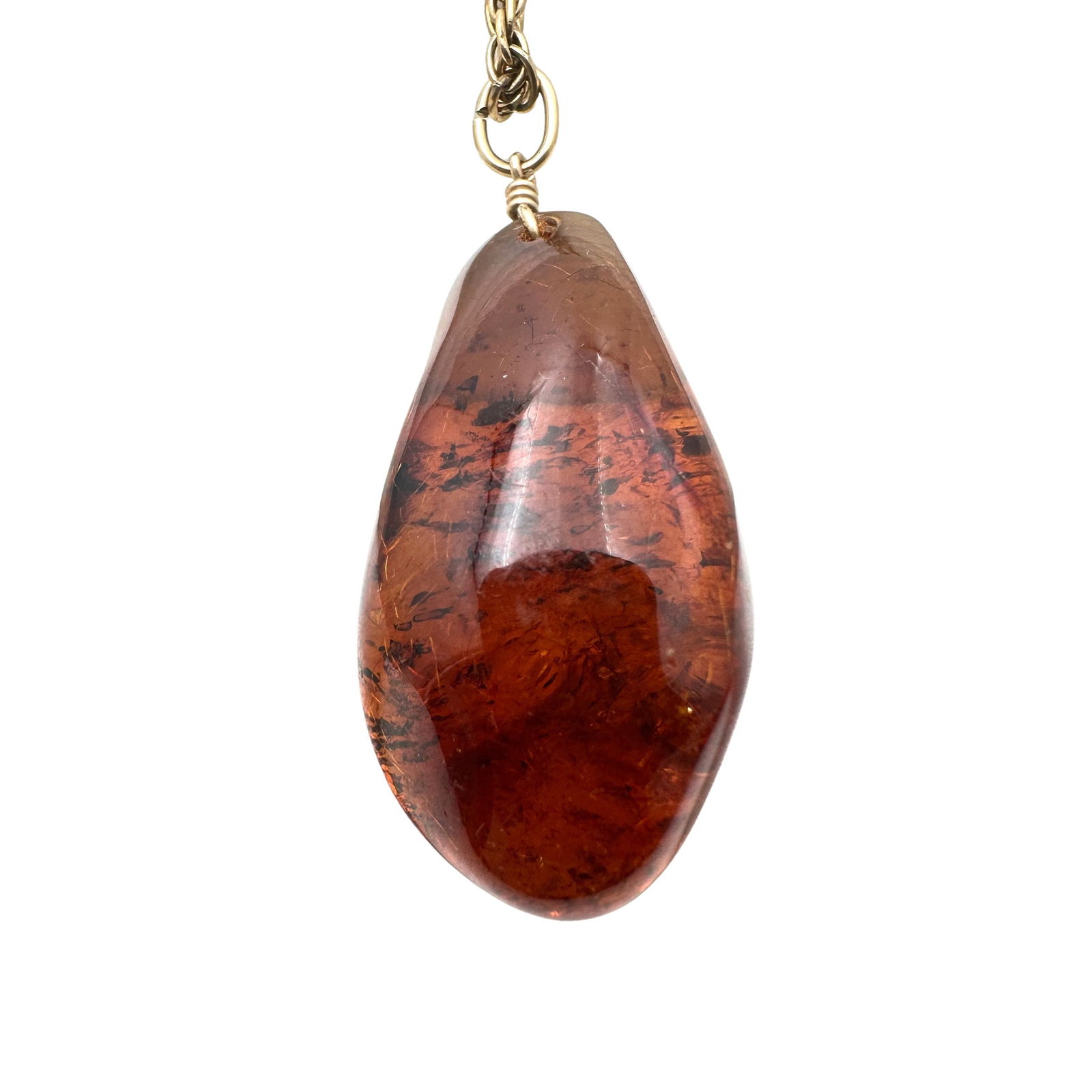 Vintage Natural Amber Pendant Gold Filled Chain 28 Inch Length (1 of 2)