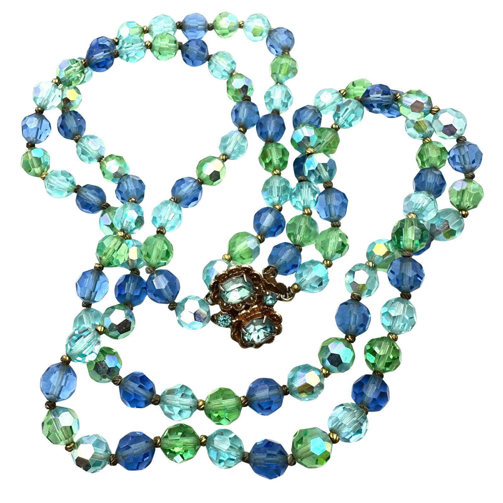 Antique Vintage Green Swirl Czech Glass Necklace 15 Inch Length: Antique Vintage Green Swirl Czech Glass Necklace 15 Inch Length