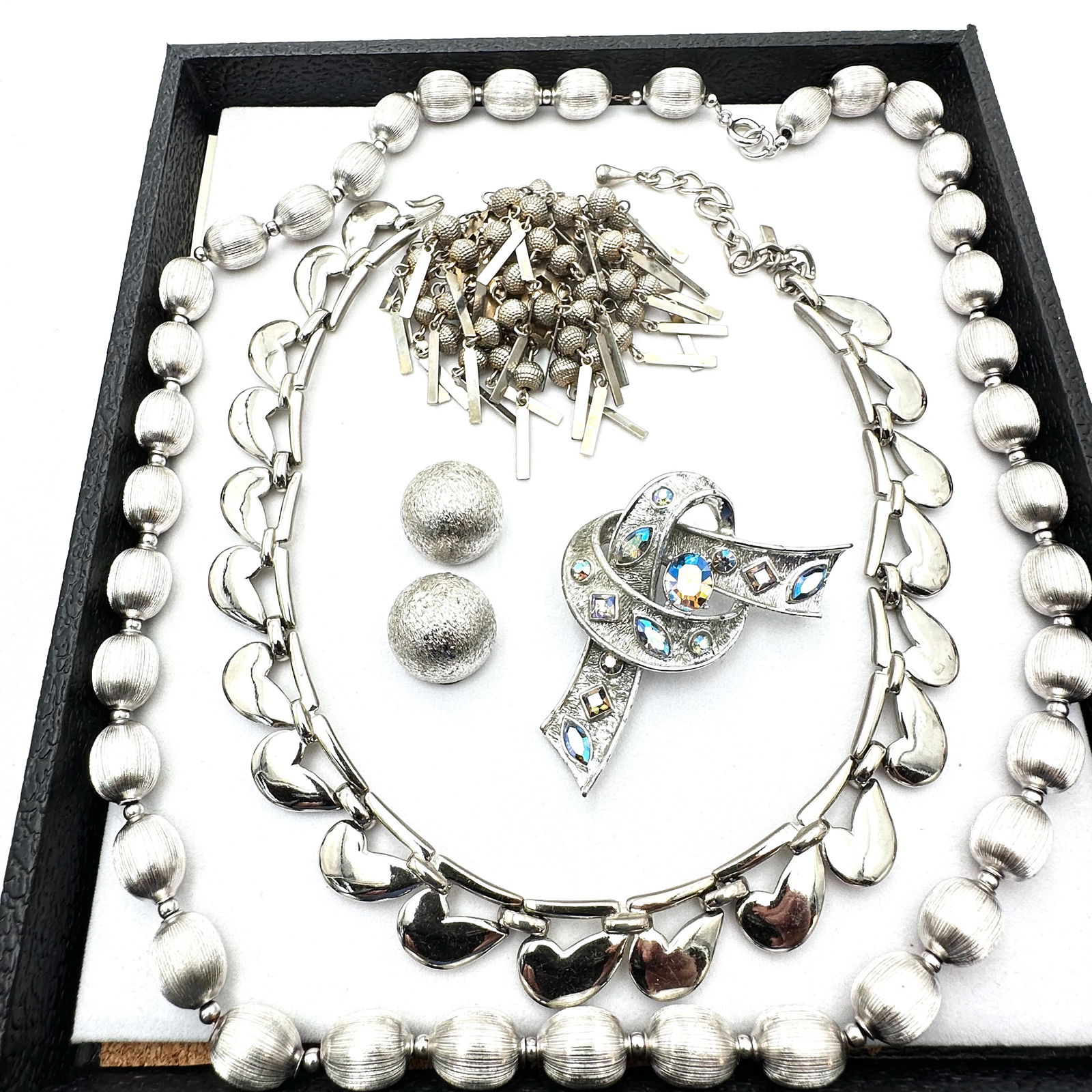 Vintage Jewelry Group Silver Tone Coro Monet Necklaces Earrings Rhinestone Brooch (1 of 2)