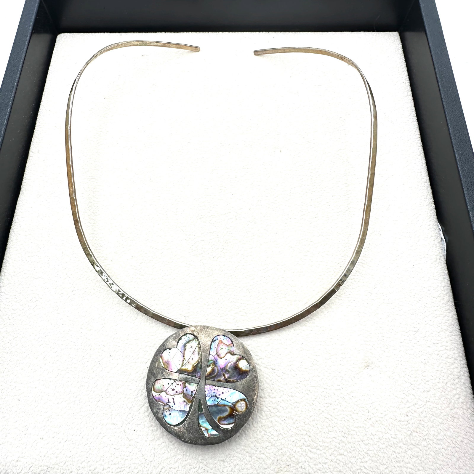 Vintage Taxco Mexico Inlay Gemstone Pin Pendant 16 Inch Sterling Silver Choker Necklace: Vintage Taxco Mexico Inlay Gemstone Pin Pendant 16 Inch Sterling Silver Choker Necklace