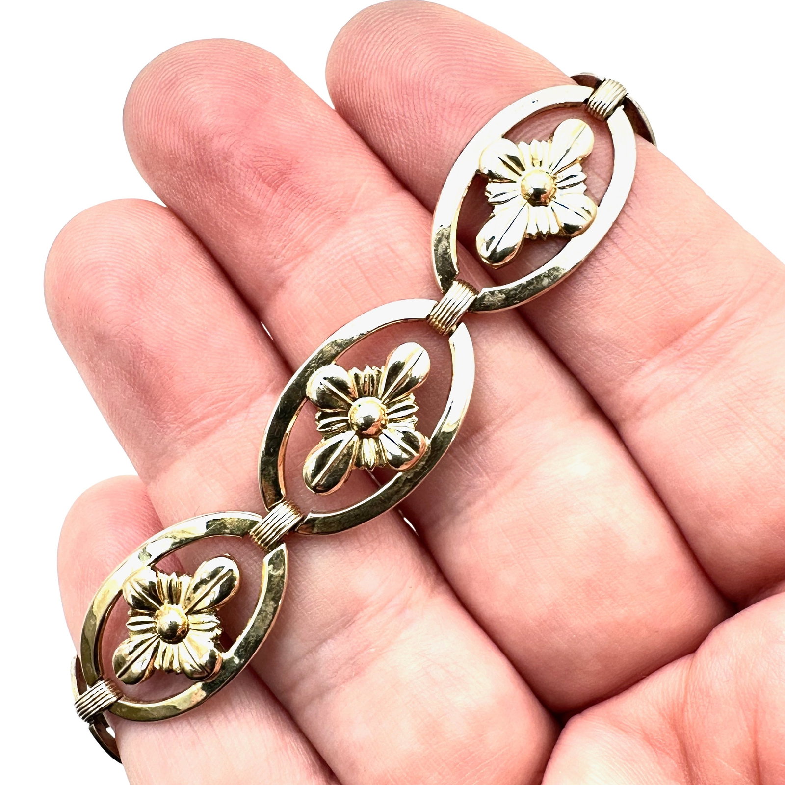 Vintage 14K Gold over Sterling Silver Bracelet 7 Inch Length: Vintage 14K Gold over Sterling Silver Bracelet 7 Inch Length