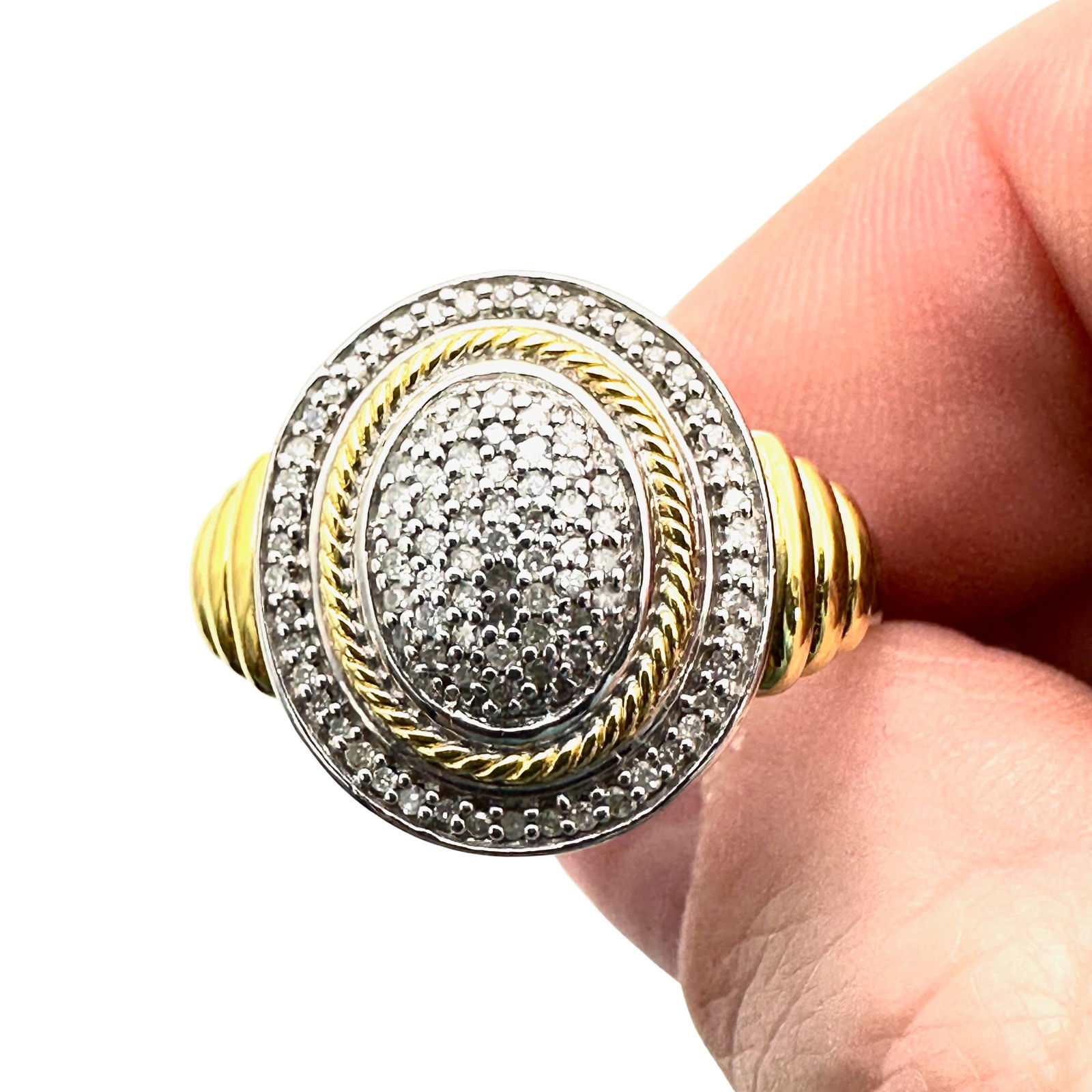 Stunning Sterling Silver Gold Accents Diamond Ring Size 10 (1 of 3)