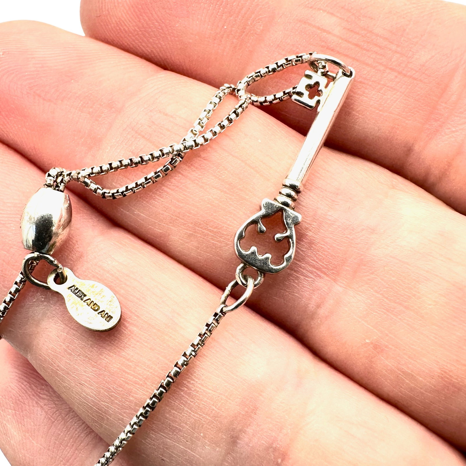 Alex and Ani Sterling Silver Key Necklace Adjustable Size Up to 28 Inch: Alex and Ani Sterling Silver Key Necklace Adjustable Size Up to 28 Inch