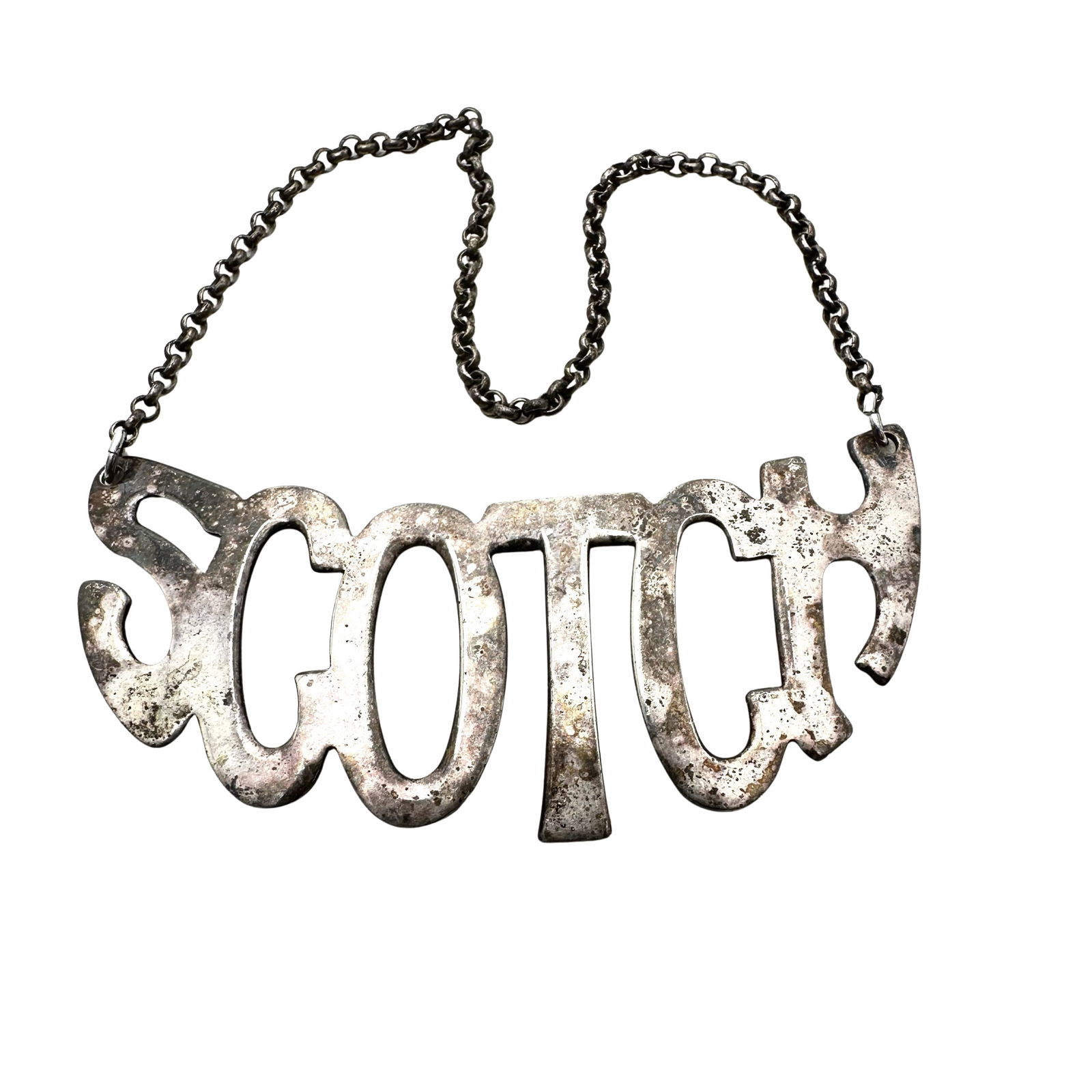 Vintage Napier Sterling Silver Scotch Liquor Decanter Bottle Label (1 of 3)