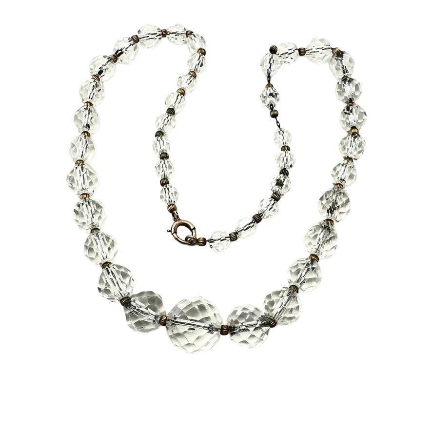 Antique Gold Filled Crystal Bead Necklace 15 Inch Length: Antique Gold Filled Crystal Bead Necklace 15 Inch Length