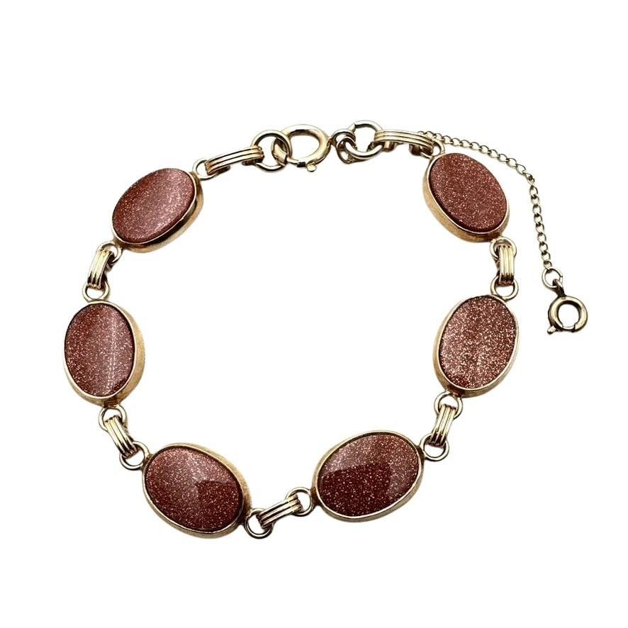 Vintage Gold Filled Sun Stone Bracelet 7 Inch 8 Grams Excellent Preowned Condition: Vintage Gold Filled Sun Stone Bracelet 7 Inch 8 Grams Excellent Preowned Condition