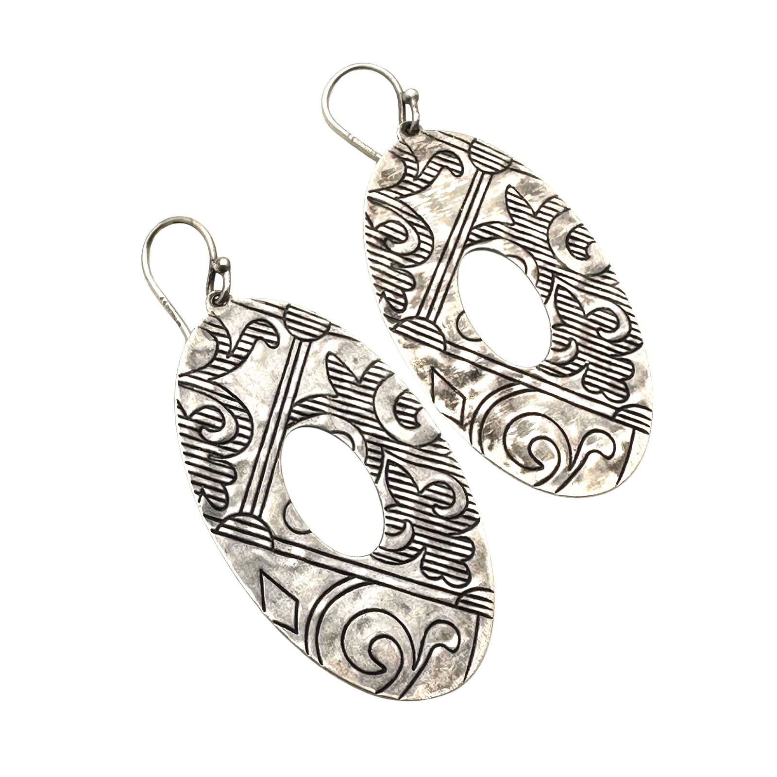 Silpada Sterling Silver Large Statement Earrings Pierced 2 1/2 Inch Length (1 of 2)