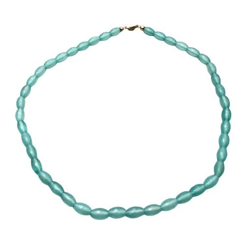 18K Gold Aqua Blue Gemstone Bead Choker Necklace 15 Inch: 18K Gold Aqua Blue Gemstone Bead Choker Necklace 15 Inch