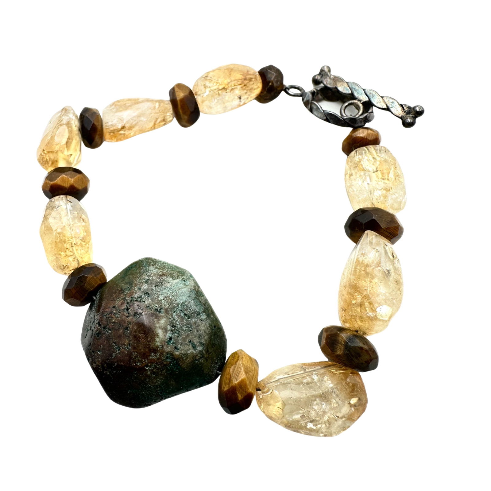 Silpada Turquoise Multi Gemstone Sterling Silver 7.5 Inch Bracelet Quartz Tigers Eye (1 of 2)