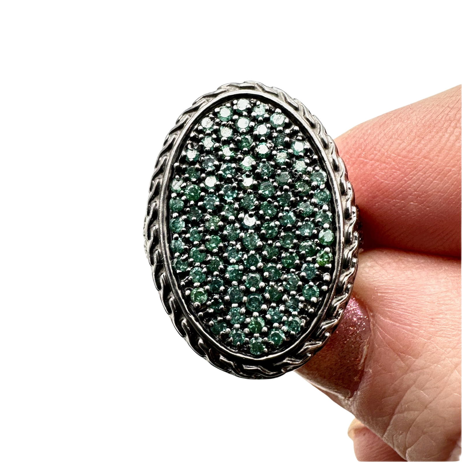 Estate Blue Diamond Sterling Silver Ring Size 6 (1 of 2)