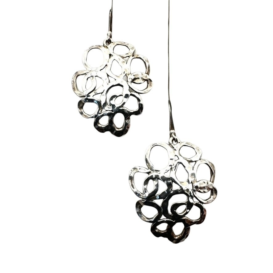 Hagit Gorali Isreal Modern Design Sterling Silver Chandelier Pierced Earrings 2 Inch: Hagit Gorali Isreal Modern Design Sterling Silver Chandelier Pierced Earrings 2 Inch