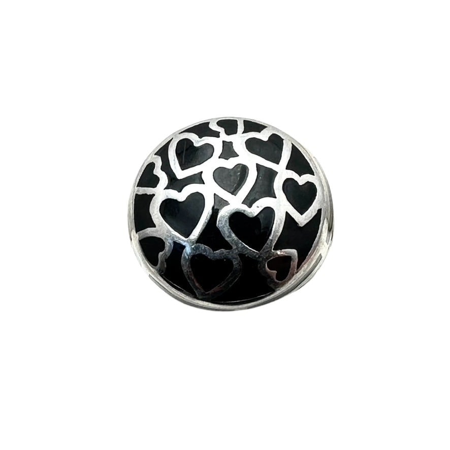 Sterling Silver Black Enamel Heart Statement Ring Size 7 Weight 13 Grams (1 of 3)