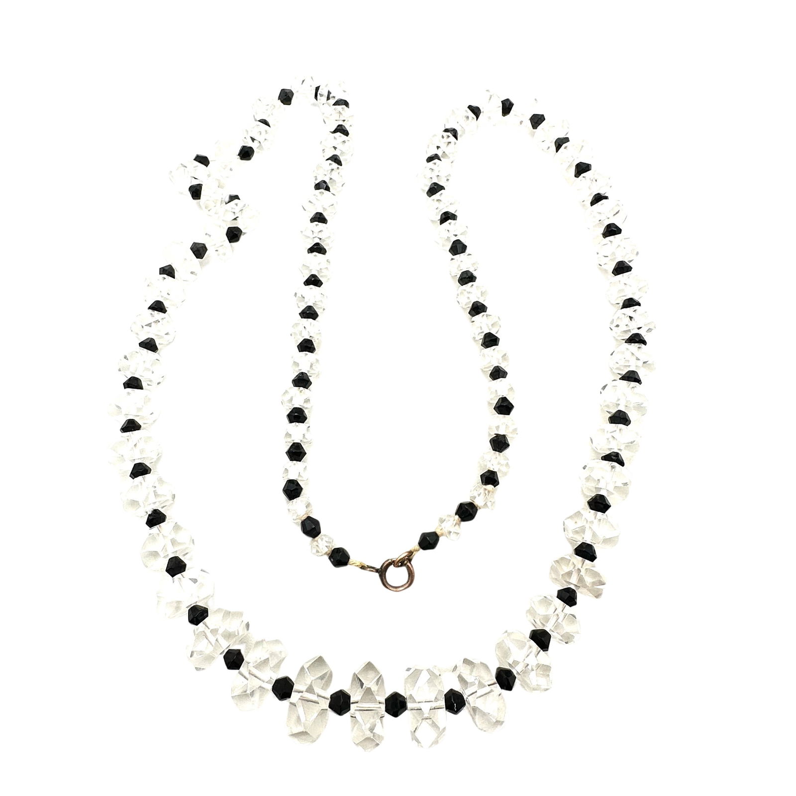 Antique Graduated Clear Crystal Gemstone Flapper Necklace 28 Inch 140 Grams: Antique Graduated Clear Crystal Gemstone Flapper Necklace 28 Inch 140 Grams