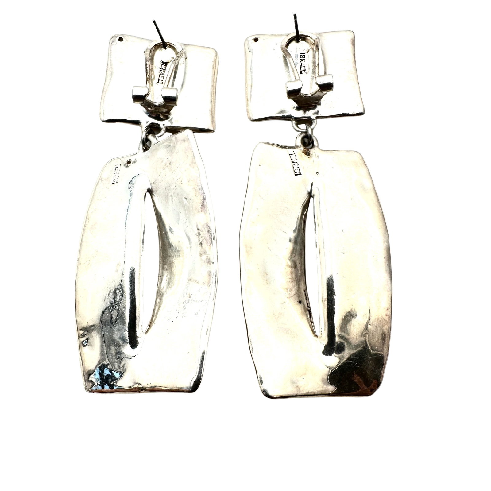 Isreal Sterling Silver Lever Back Electroform Statement Earrings Pierced 24 Grams: Isreal Sterling Silver Lever Back Electroform Statement Earrings Pierced 24 Grams