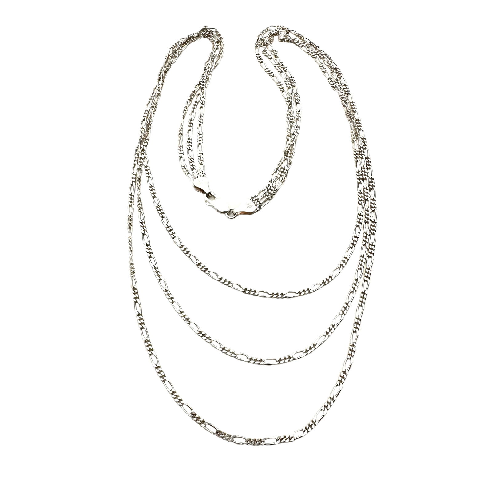 Sterling Silver Multi Strand Chain Necklace 20 Inch Length 15 Grams (1 of 2)