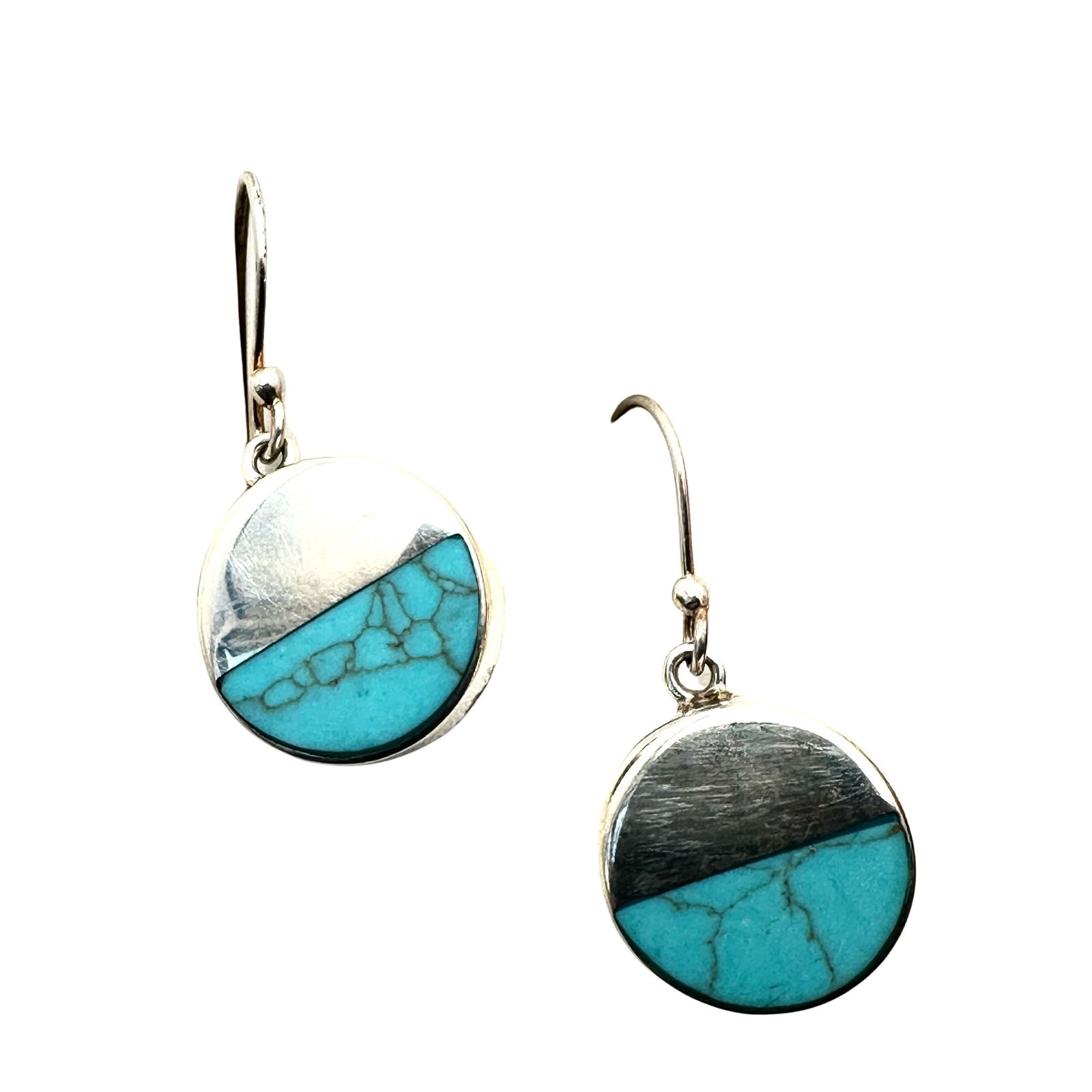 Mexico Sterling Silver Turquoise Earrings Pierced Chandelier 8 Grams 1.5 Inch: Mexico Sterling Silver Turquoise Earrings Pierced Chandelier 8 Grams 1.5 Inch