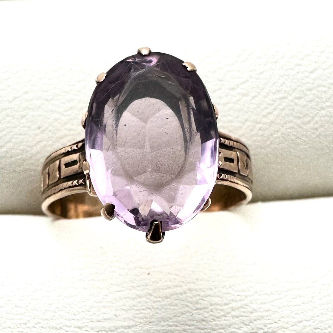 Antique Victorian 10K Rose Gold Purple Amethyst Ring Size 5 Weight 2.6 Grams (1 of 5)