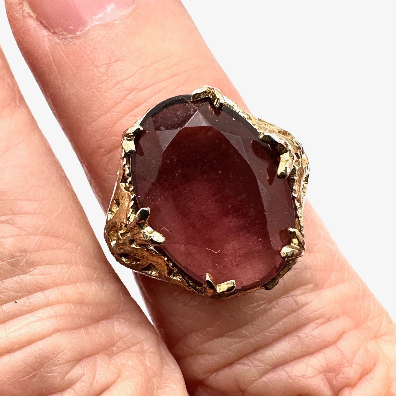 Antique Vintage 14K Gold Filled Filigree Purple Glass Stone Ring Size 7: Antique Vintage 14K Gold Filled Filigree Purple Glass Stone Ring Size 7
