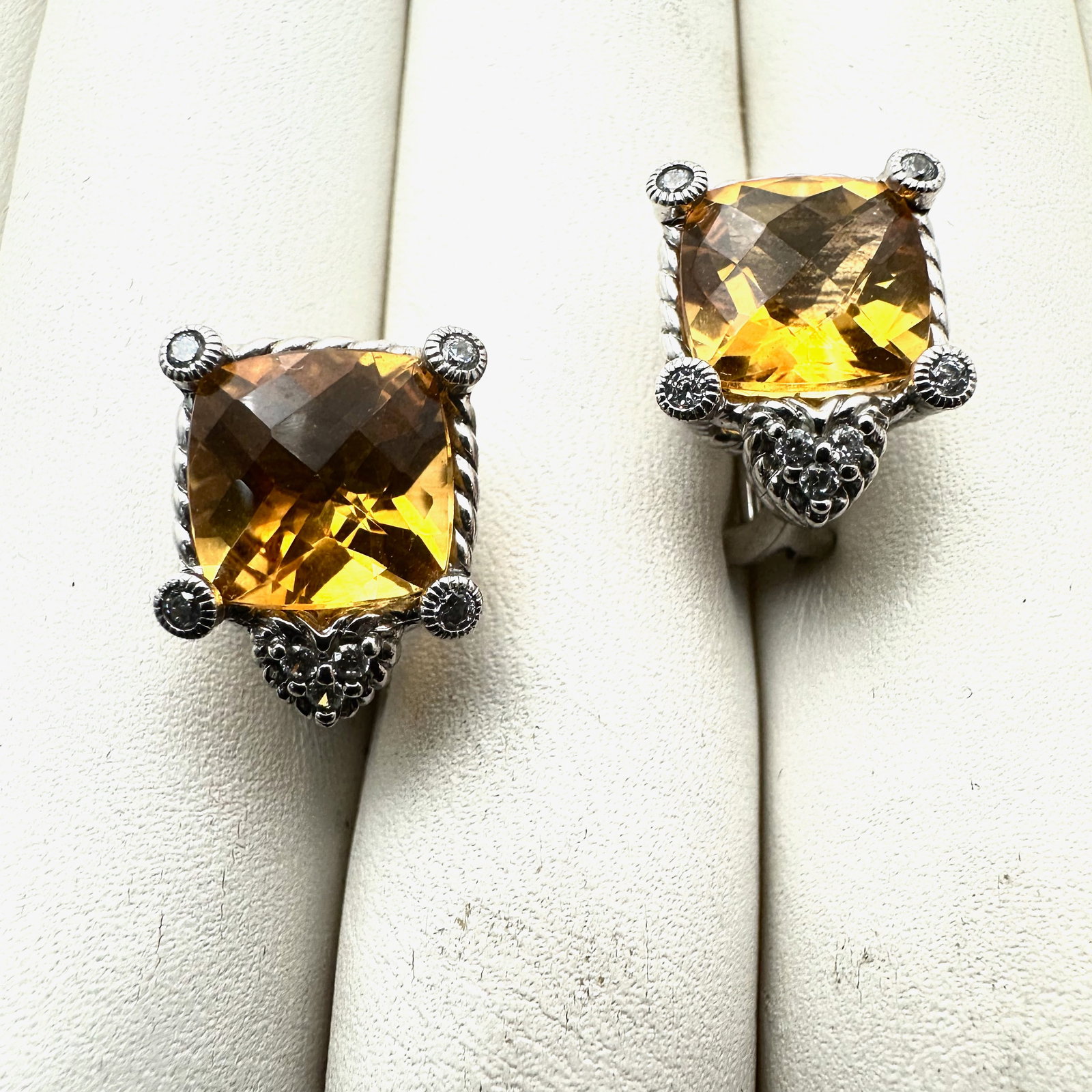 Judith Ripka Citrine Sterling Silver Lever Back Pierced Earrings 1/2 Inch: Judith Ripka Citrine Sterling Silver Lever Back Pierced Earrings 1/2 Inch