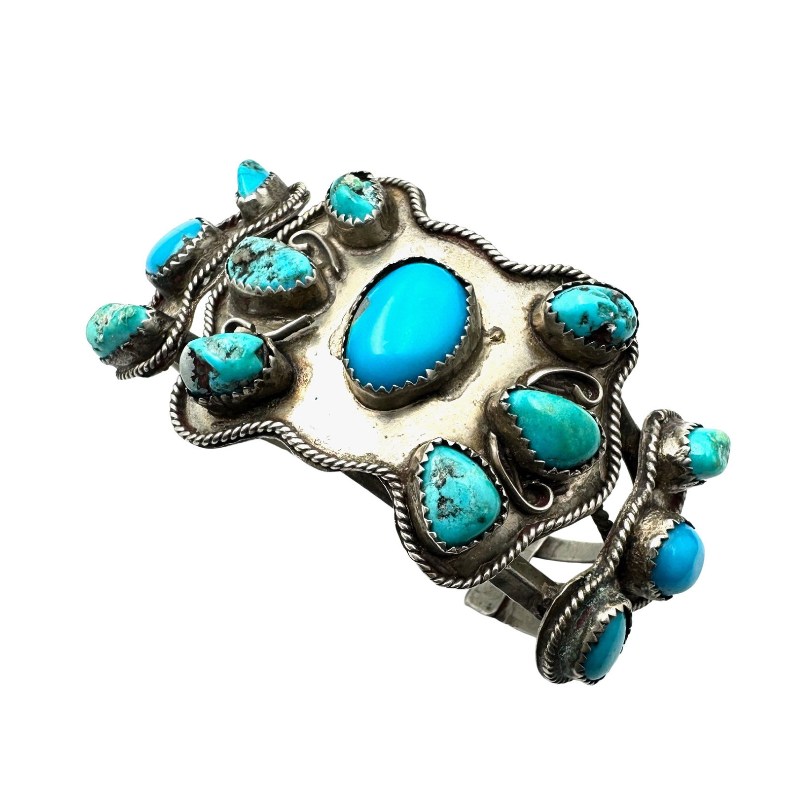 Vintage Native American Turquoise Sterling Silver Cuff Bracelet 7 Inch 48 Grams (1 of 2)