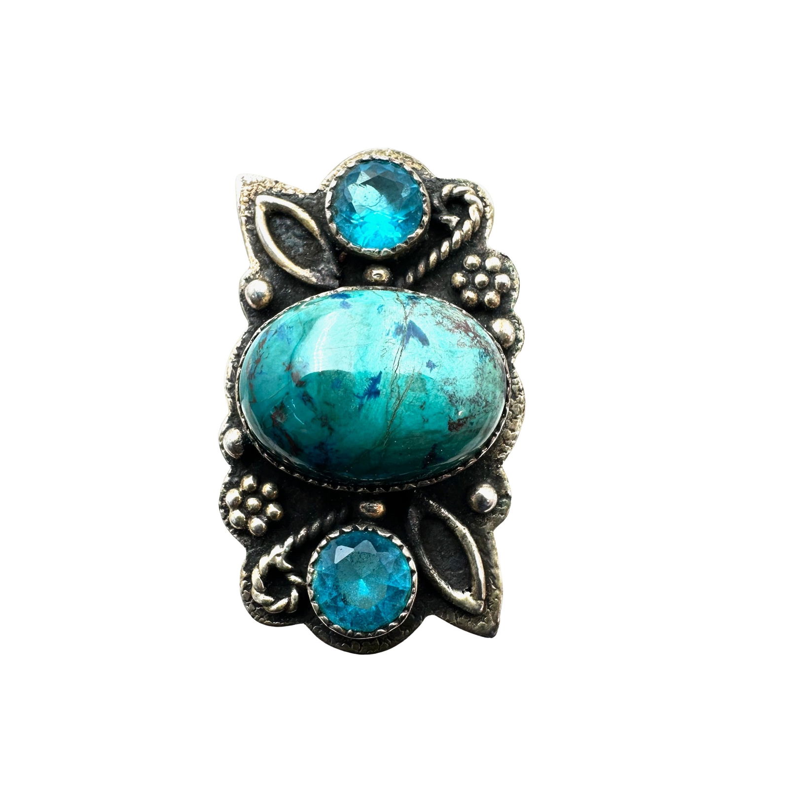 Multi Gemstone Sterling Silver Statement Ring Size 9 Weight 13 Grams (1 of 2)