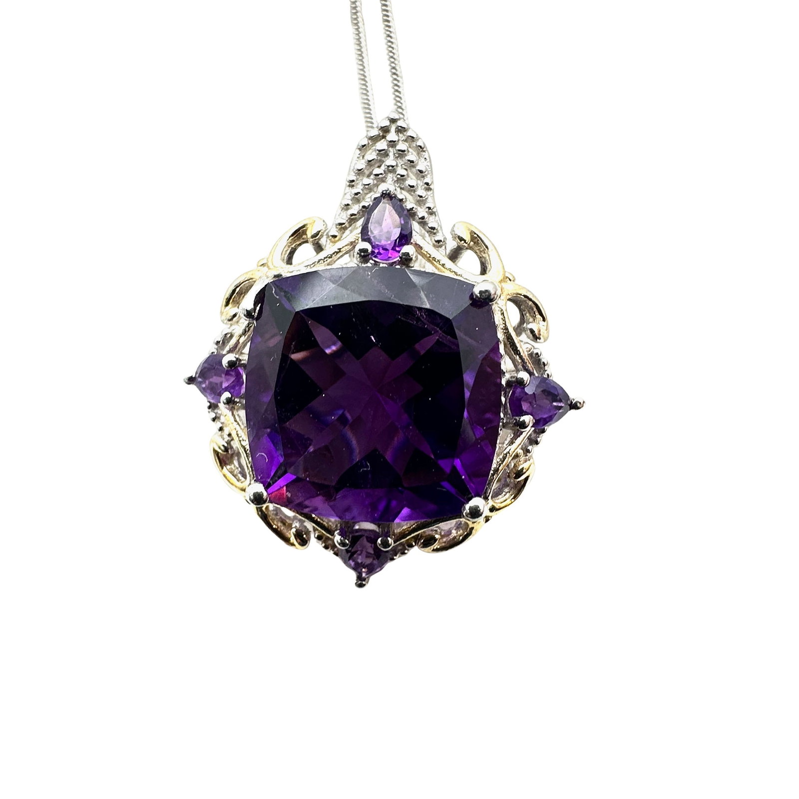 Chuck Clemency Amethyst Sterling Silver Pendant Necklace 20 Inch Chain: Chuck Clemency Amethyst Sterling Silver Pendant Necklace 20 Inch Chain