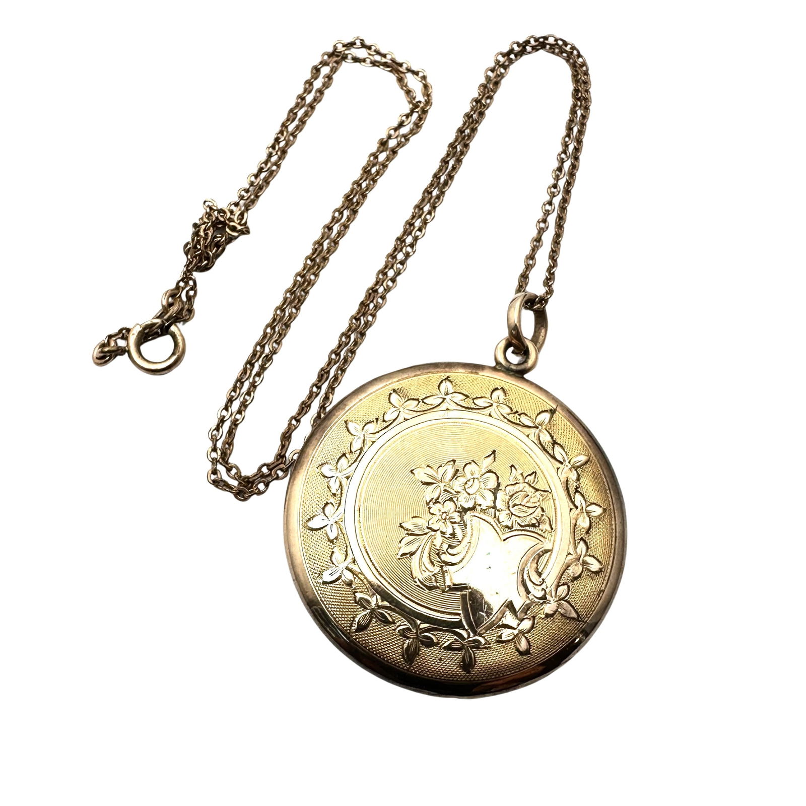 Antique Victorian Gold Filled Picture Locket Pendant Necklace 20 Inch Chain (1 of 3)
