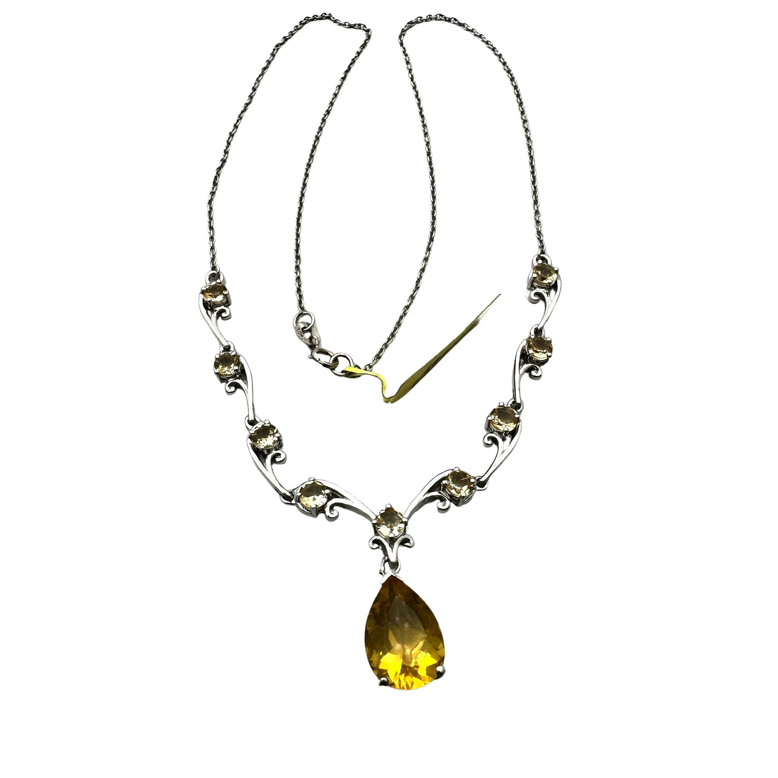 Chuck Clemency Lemon Quartz Sterling Silver Pendant Necklace 18 Inch (1 of 2)