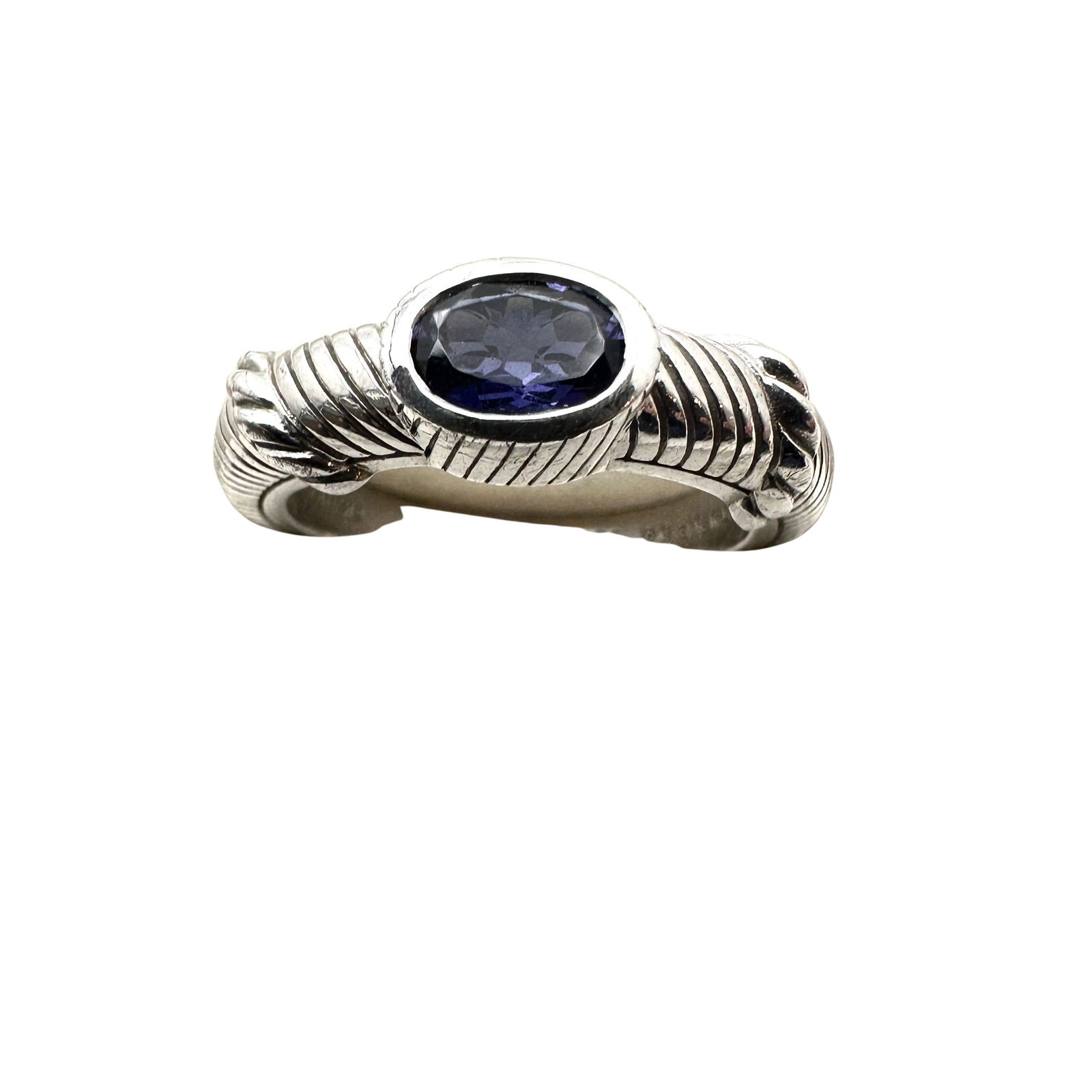 Judith Ripka Purple Amethyst Sterling Silver Ring Band Size 9 (1 of 2)