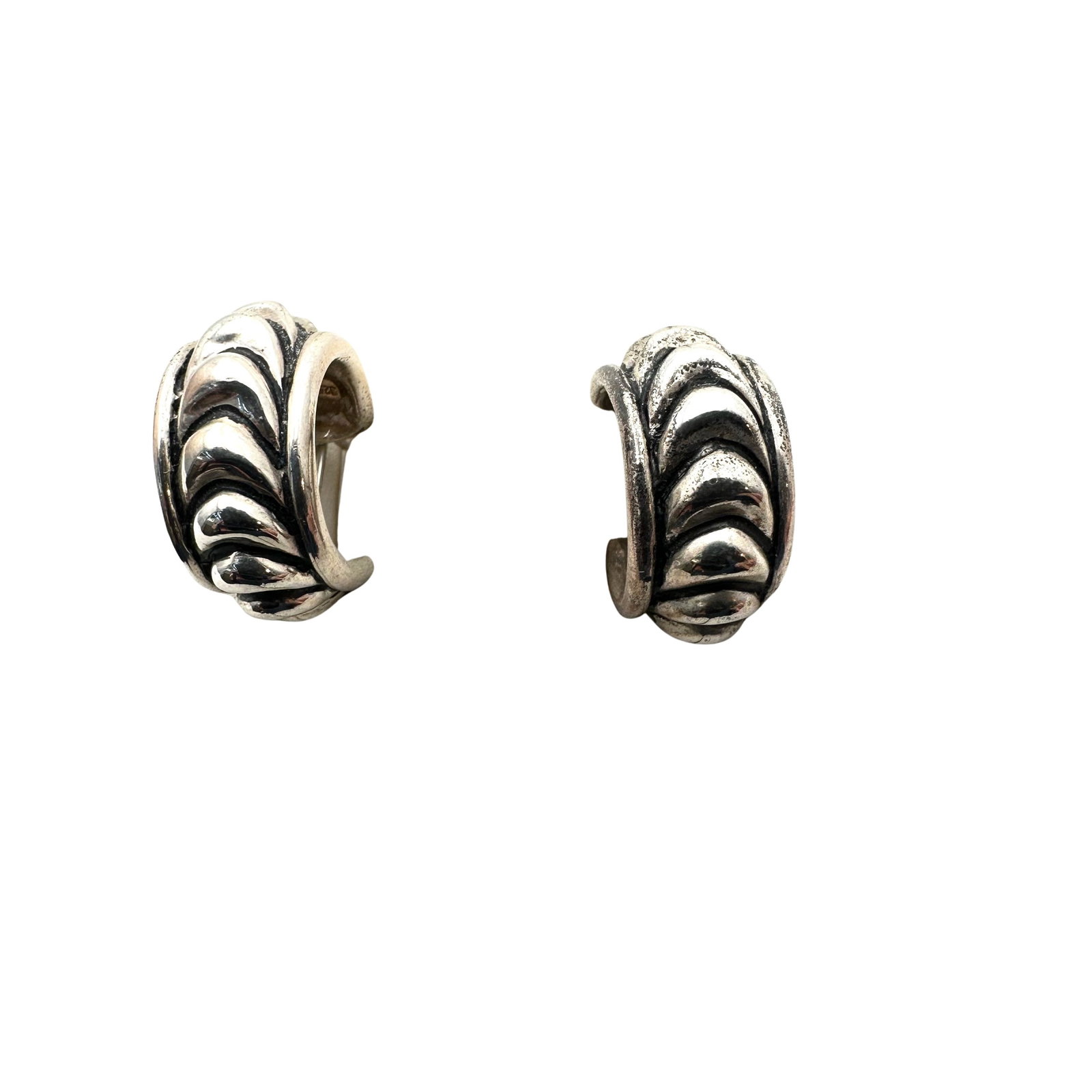 Joseph Esposito Ribbed Sterling Silver 1/2 Inch Pierced Hoop Earrings: Joseph Esposito Ribbed Sterling Silver 1/2 Inch Pierced Hoop Earrings
