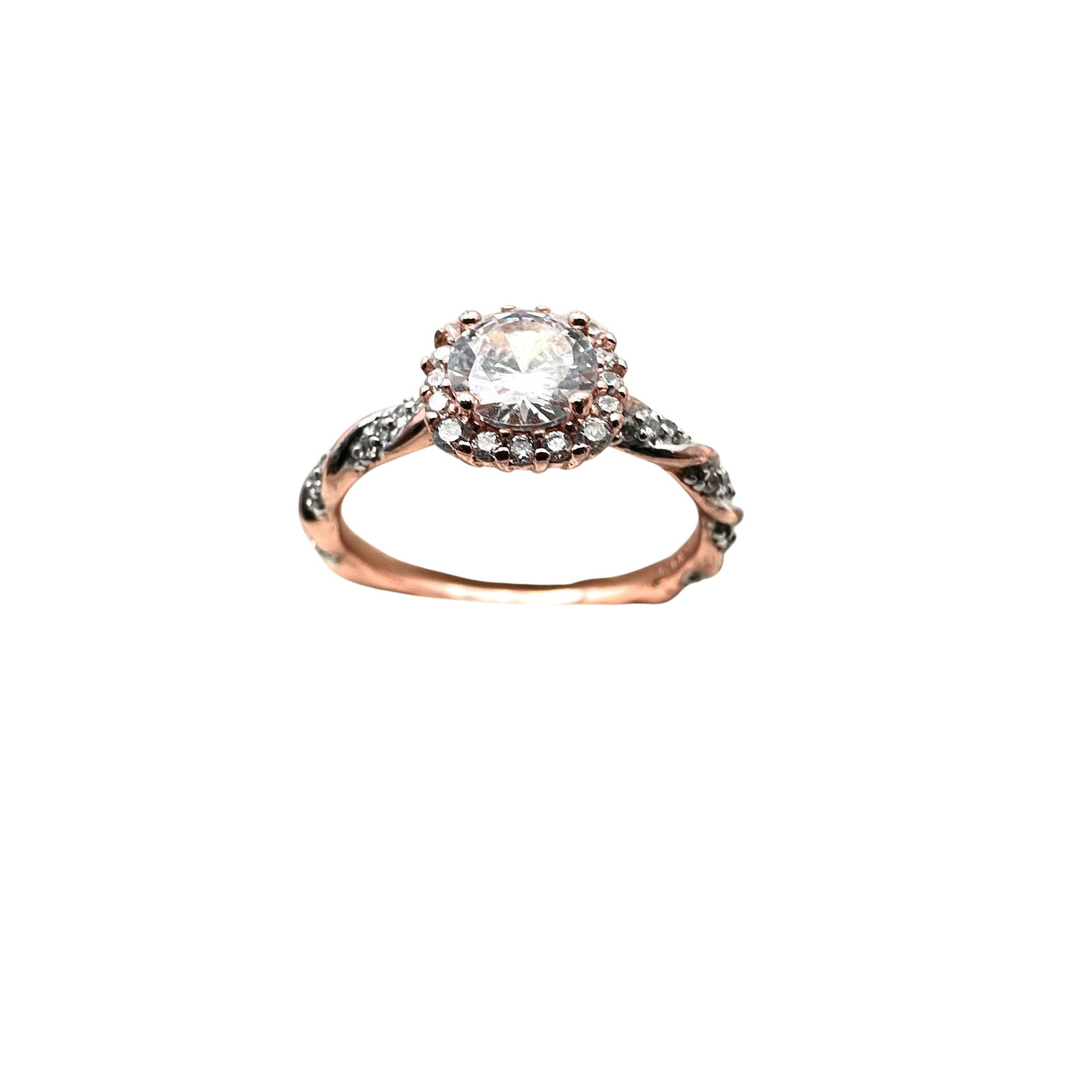 Rose Gold Over Sterling Silver CZ Ring Size 8 Hallmarked 1BB 925: Rose Gold Over Sterling Silver CZ Ring Size 8 Hallmarked 1BB 925
