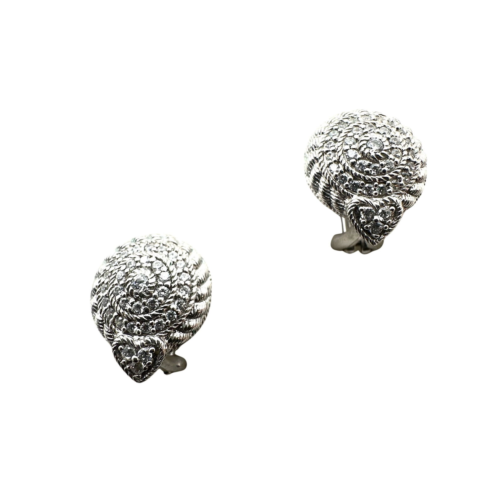 Judith Ripka Clear CZ 1/2 Inch Sterling Silver Lever Back Pierced Earrings: Judith Ripka Clear CZ 1/2 Inch Sterling Silver Lever Back Pierced Earrings