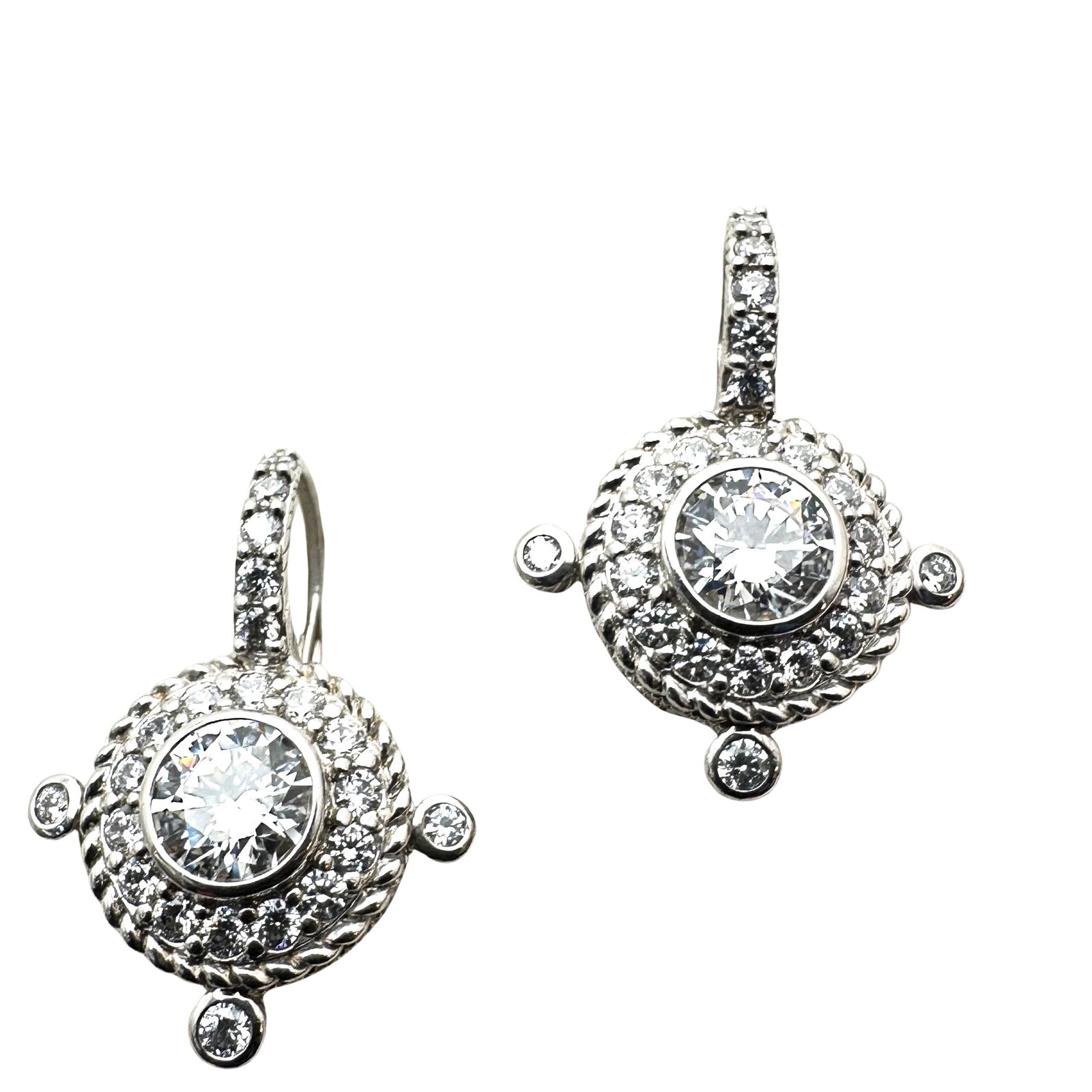 Judith Ripka Clear Cubic Zirconia Sterling Silver Pierced Chandelier Earrings (1 of 2)