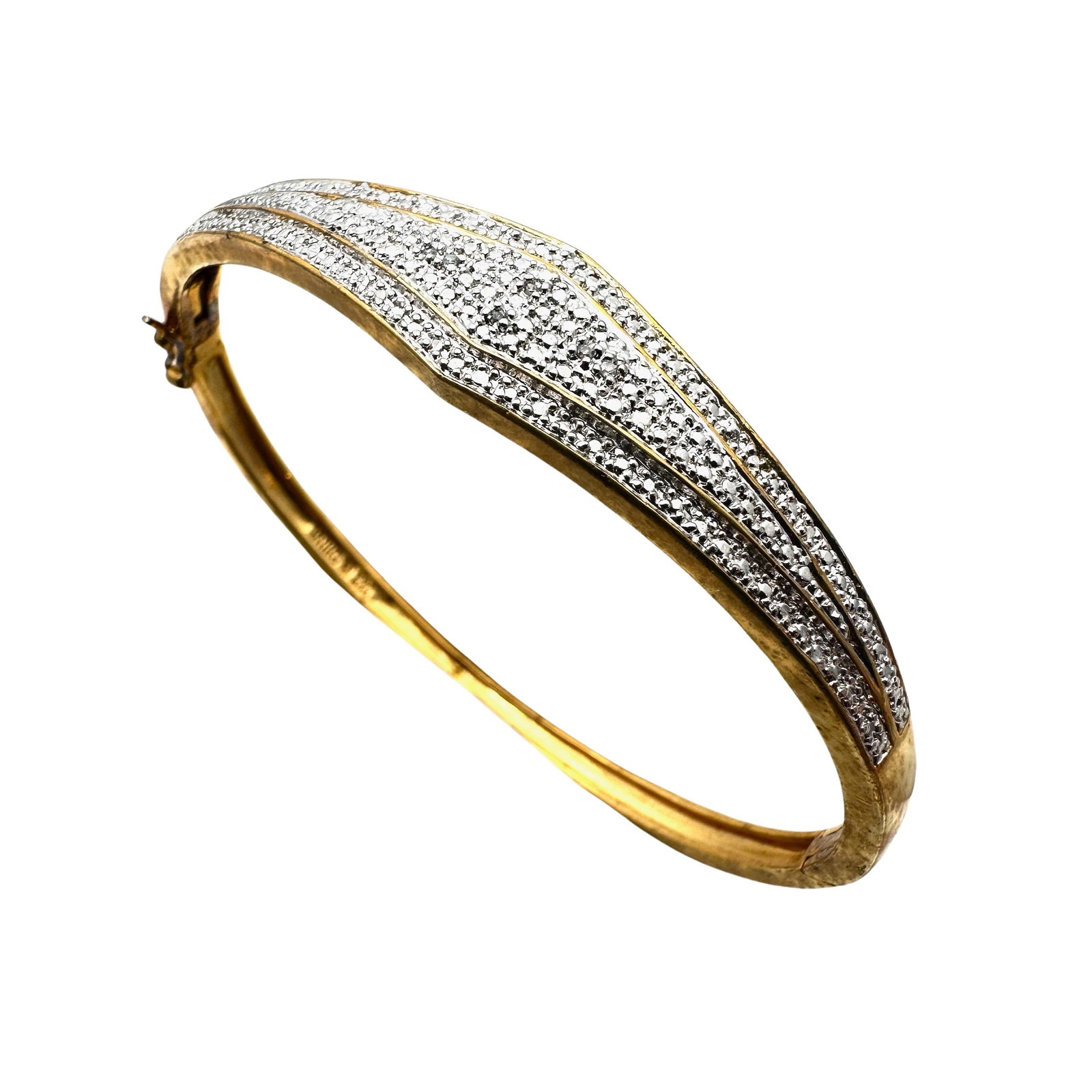 Diamond Gold Over Sterling Silver Bracelet 7 Inch 17 Grams Hinged Bangle: Diamond Gold Over Sterling Silver Bracelet 7 Inch 17 Grams Hinged Bangle