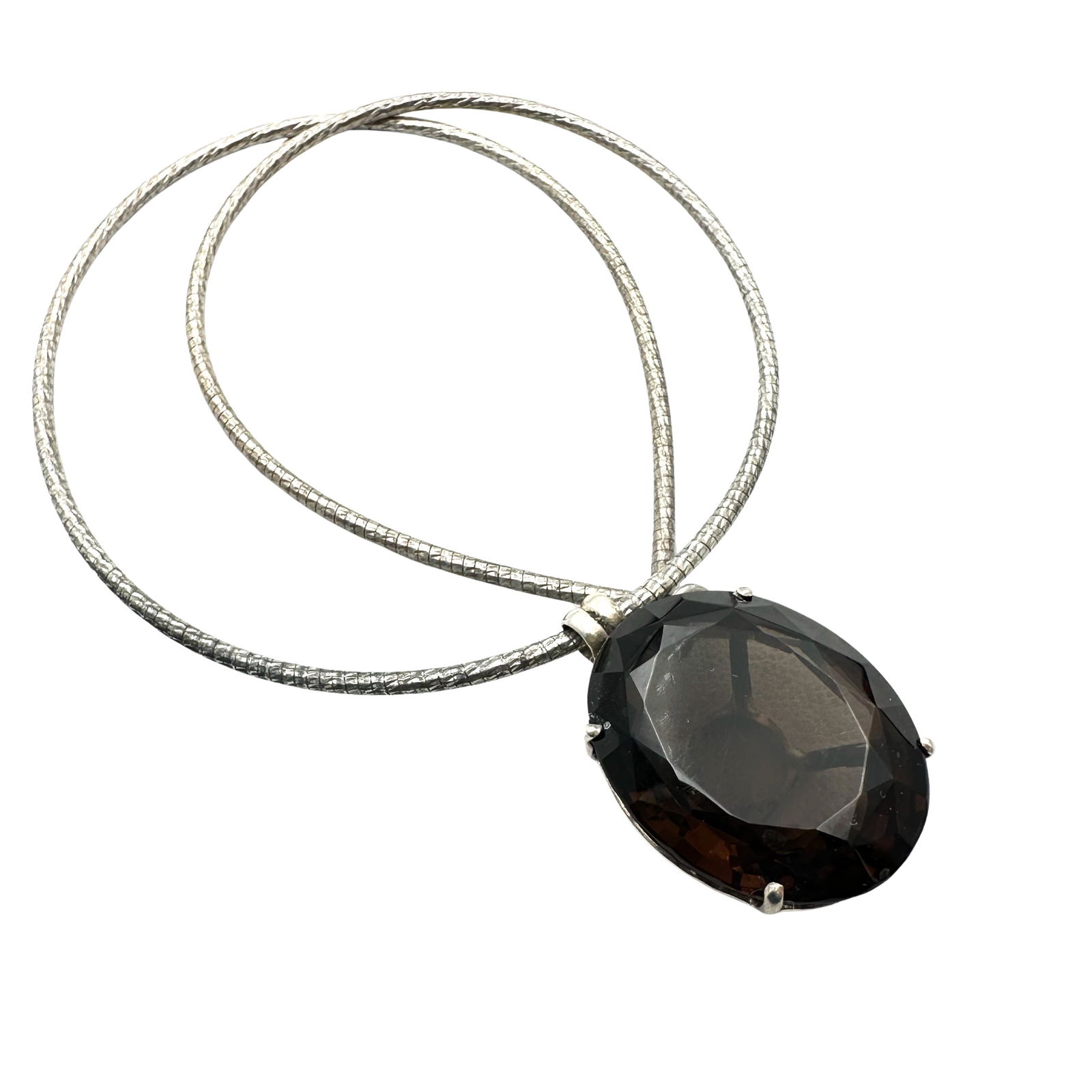Large 1 Inch Smokey Topaz Gemstone Pendant Sterling Silver Chain Necklace 16 Inch Chain (1 of 3)