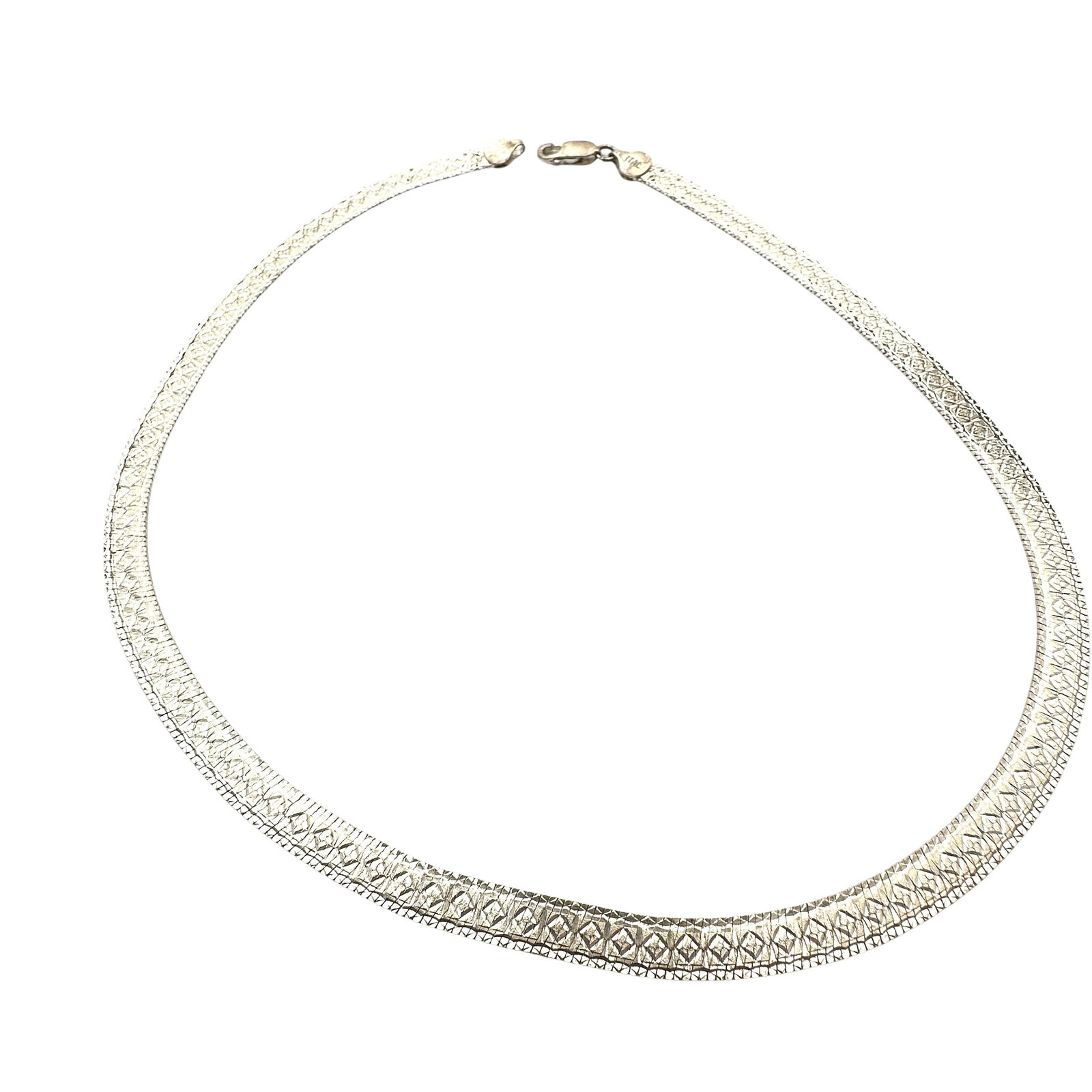 Italian Reversible Sterling Silver Omega Wide Chain Necklace 17 Inch 24 Grams: Italian Reversible Sterling Silver Omega Wide Chain Necklace 17 Inch 24 Grams