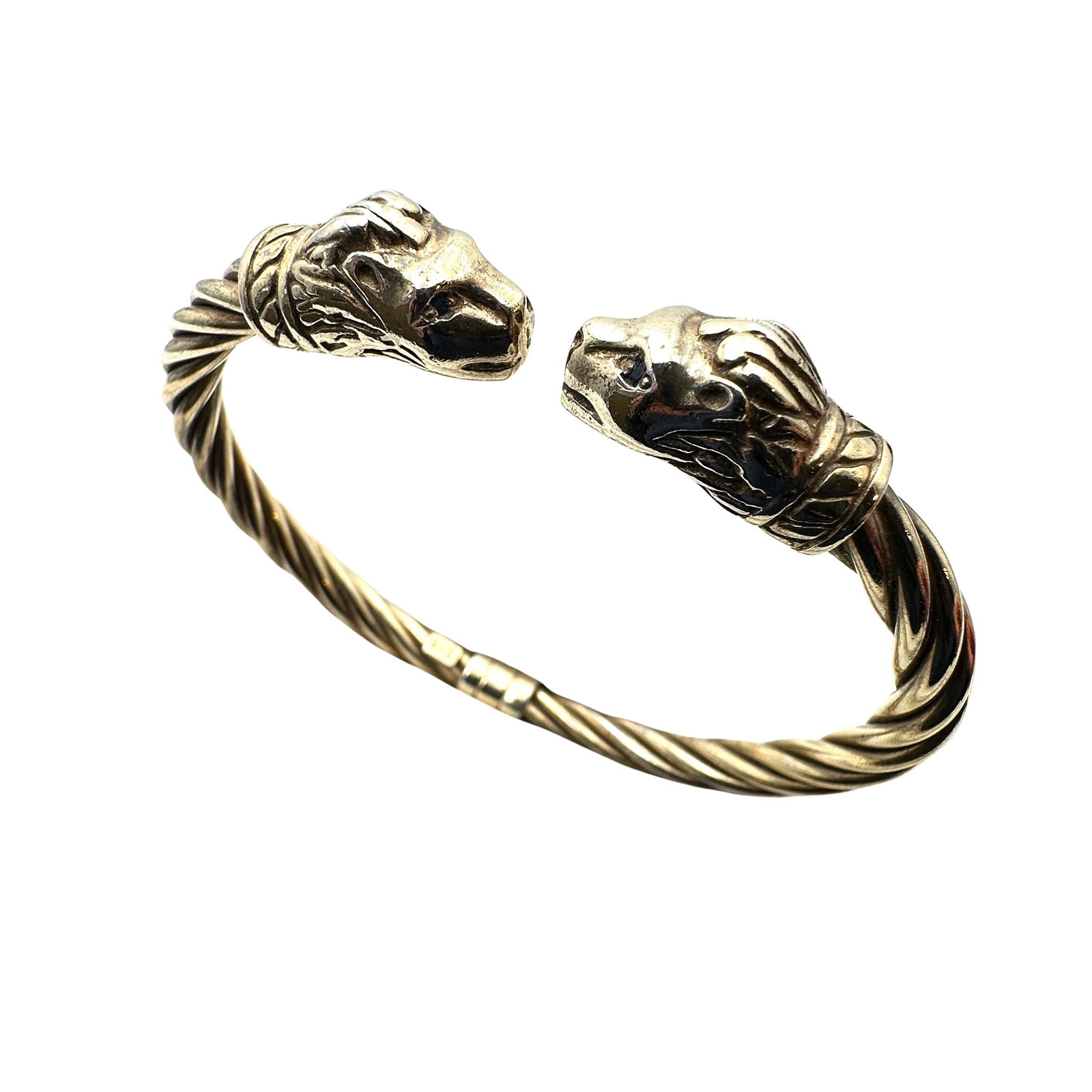 Itaor Italy Sterling Silver Lion Hinged Clamper Bracelet 7 Inch 39 Grams: Itaor Italy Sterling Silver Lion Hinged Clamper Bracelet 7 Inch 39 Grams