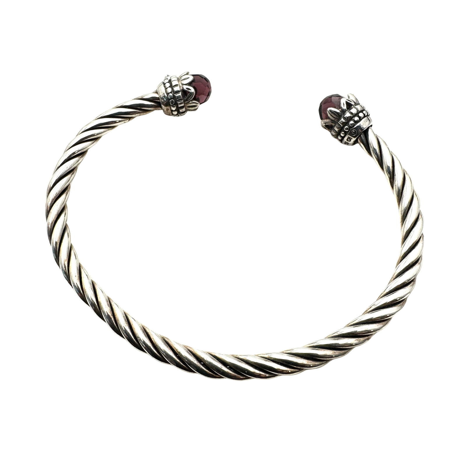 Purple Amethyst Sterling Silver Cuff Bracelet 6.5 Inch 10 Grams Petite Size (1 of 2)