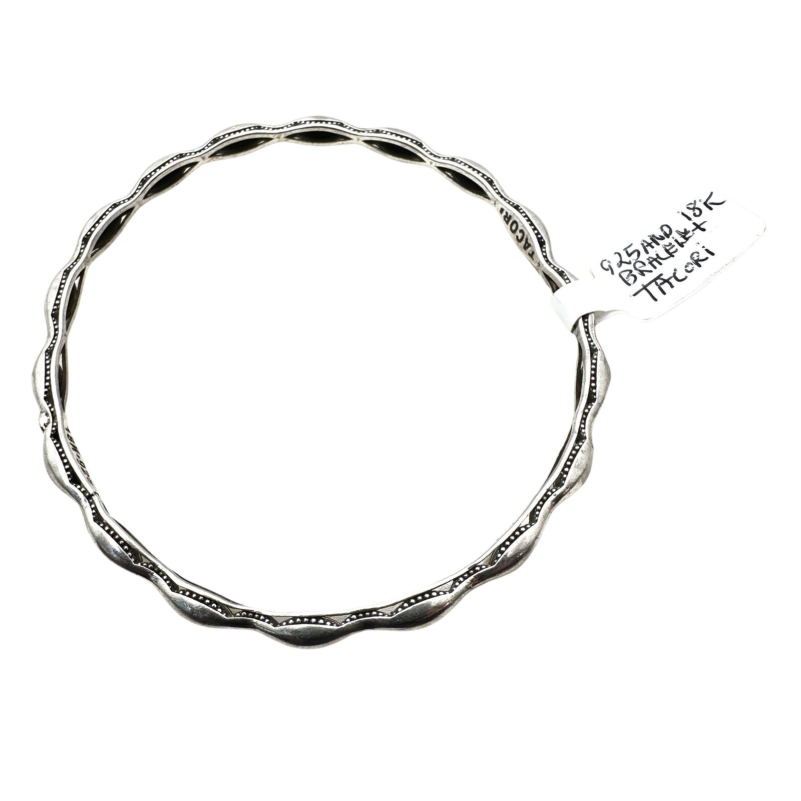 Tacori Sterling Silver 18K Gold Bangle Bracelet 8 Inch (1 of 2)