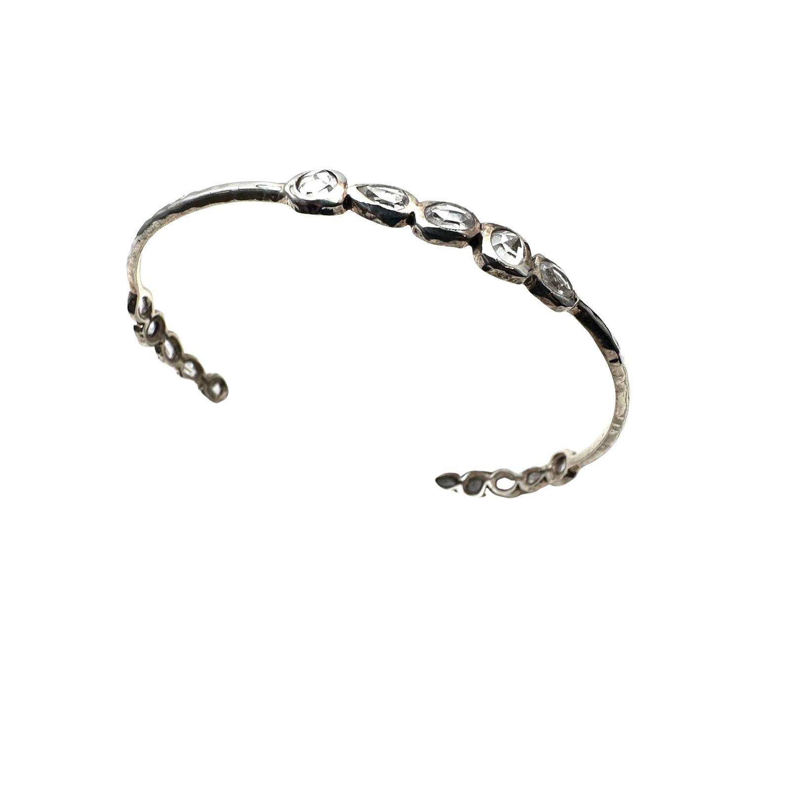 Silpada Clear Crystal Sterling Silver Bangle Bracelet 8 Inch (1 of 3)