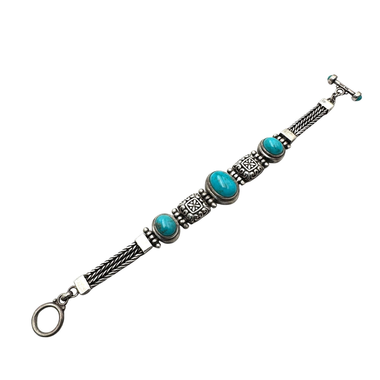 Turquoise Sterling Silver Bracelet 7.5 Inch Weight 27 Grams: Turquoise Sterling Silver Bracelet 7.5 Inch Weight 27 Grams
