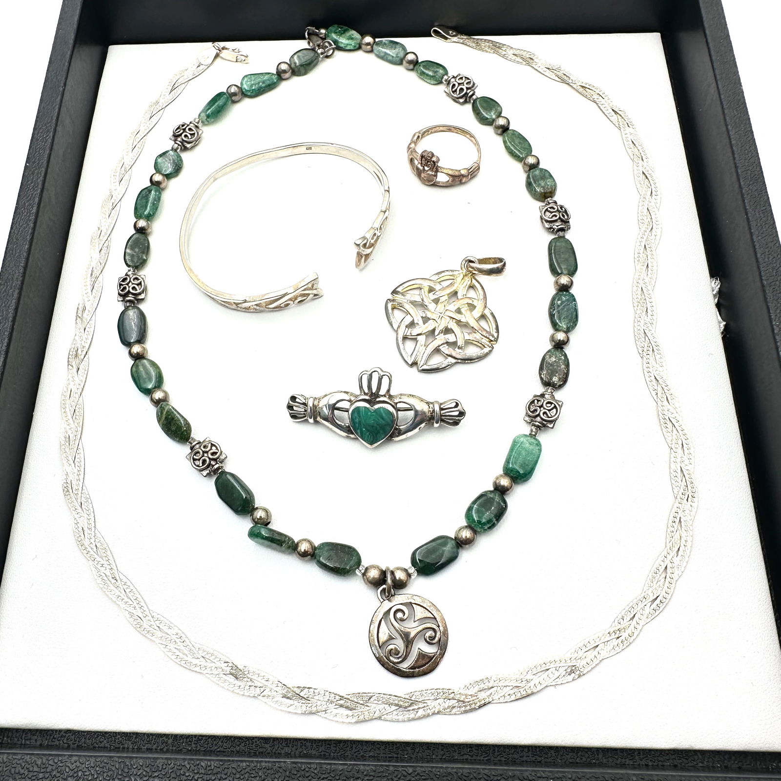 Sterling Silver Celtic Irish Jewelry Group Necklaces Brooch Pendant Cuff Bracelet Ring (1 of 2)