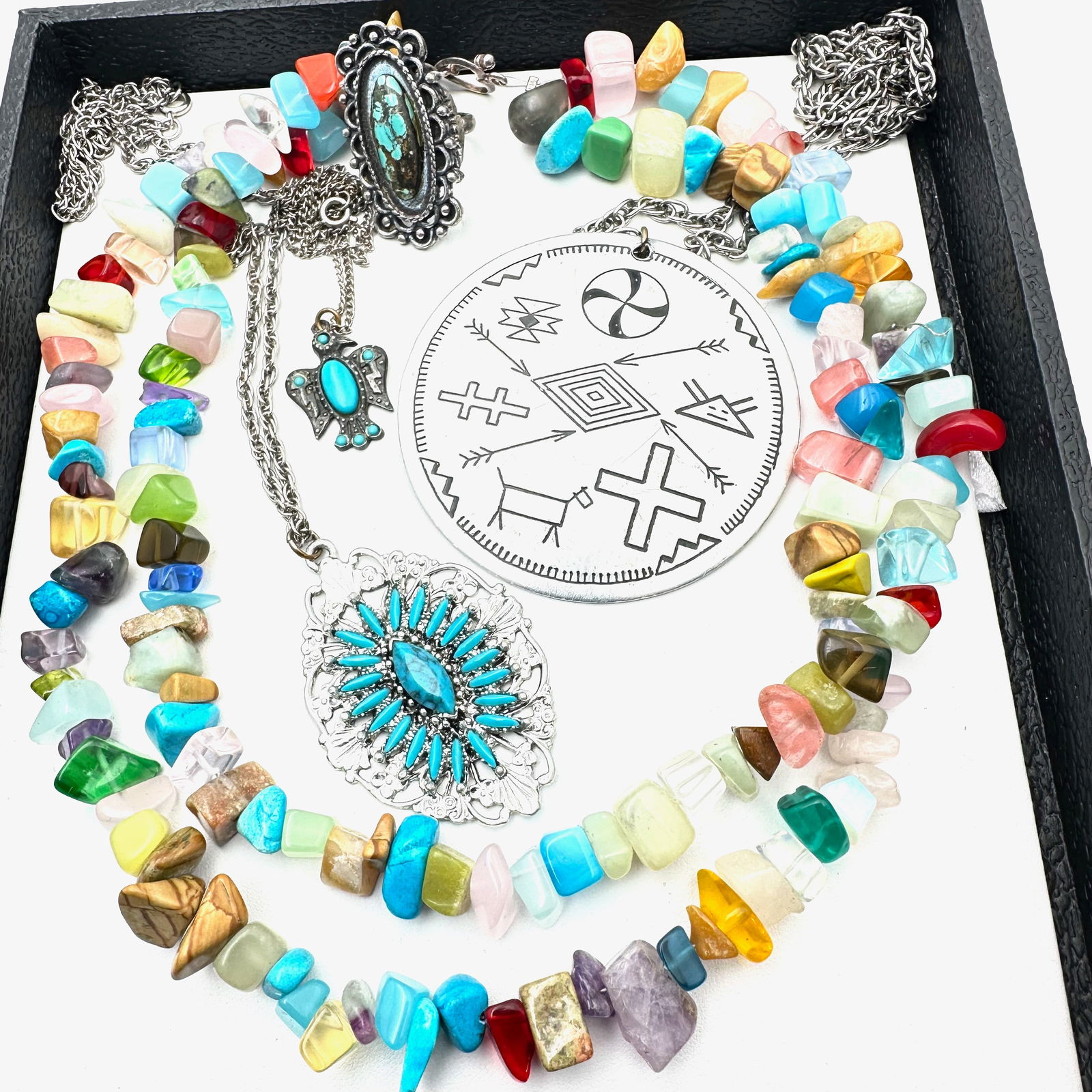 Costume Vintage Jewelry Group Faux Turquoise Southwest Style Necklaces Ring Cuff Bracelet Not (1 of 2)