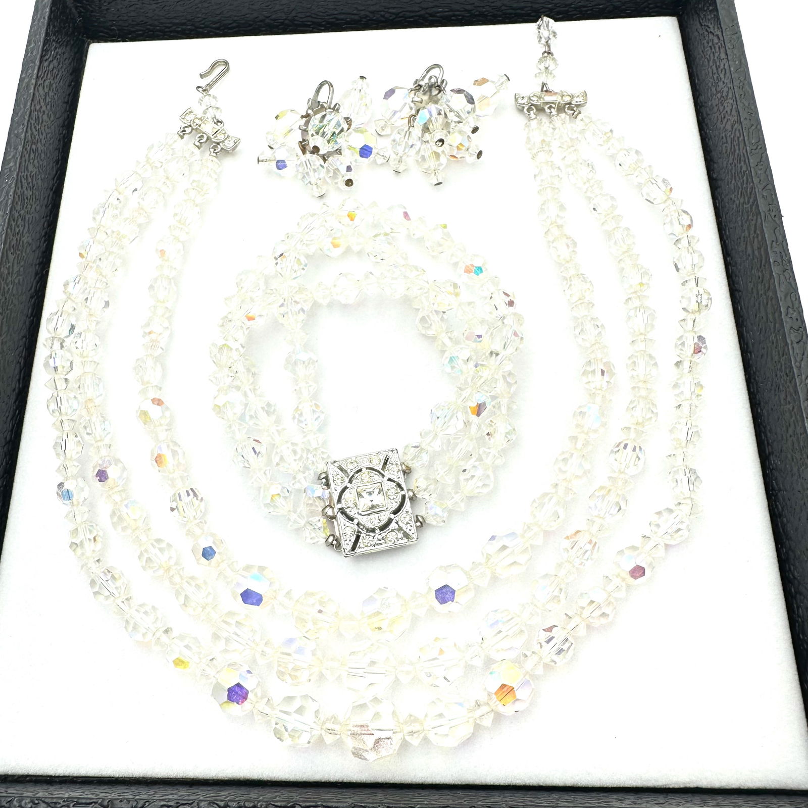 Vintage Jewelry Group Aurora Borealis Crystal Bead Necklace Bracelet Earrings (1 of 2)