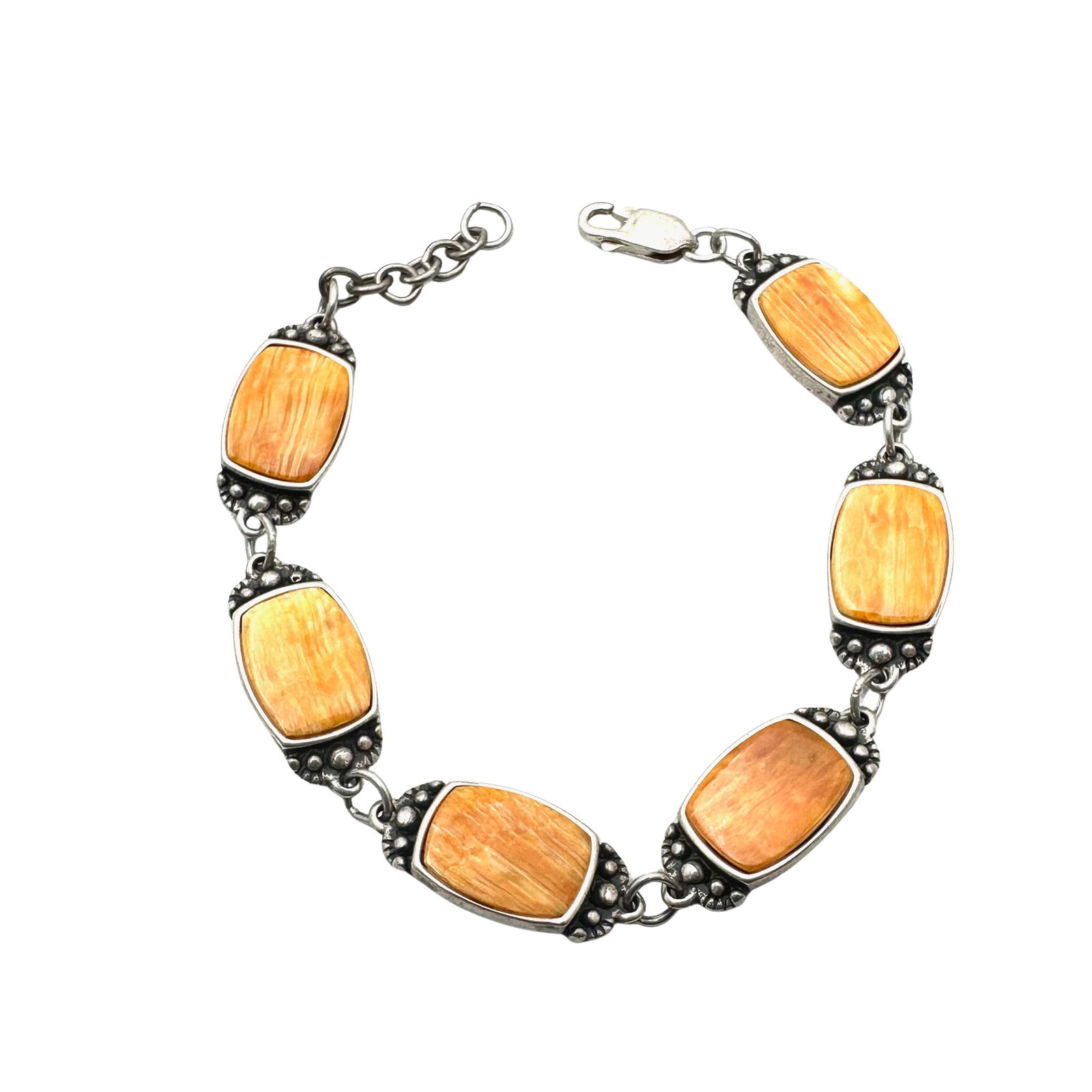 Hallmarked WJ Sponge Coral Sterling Silver Bracelet 7 Inch 21 Grams: Hallmarked WJ Sponge Coral Sterling Silver Bracelet 7 Inch 21 Grams