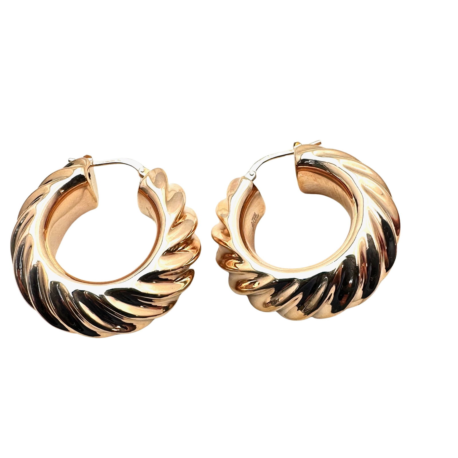 Milor Bronzo Italia Rose Gold Bronze 1/2 Inch Wide Lever Back Pierced Earrings 1 inch Hoops: Milor Bronzo Italia Rose Gold Bronze 1/2 Inch Wide Lever Back Pierced Earrings 1 inch Hoops