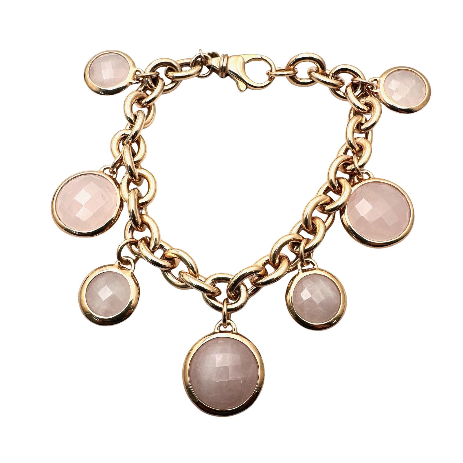 Milor Bronzo Italia Rose Gold Bronze Rose Quartz Gemstone Charm Bracelet 8 Inch (1 of 2)