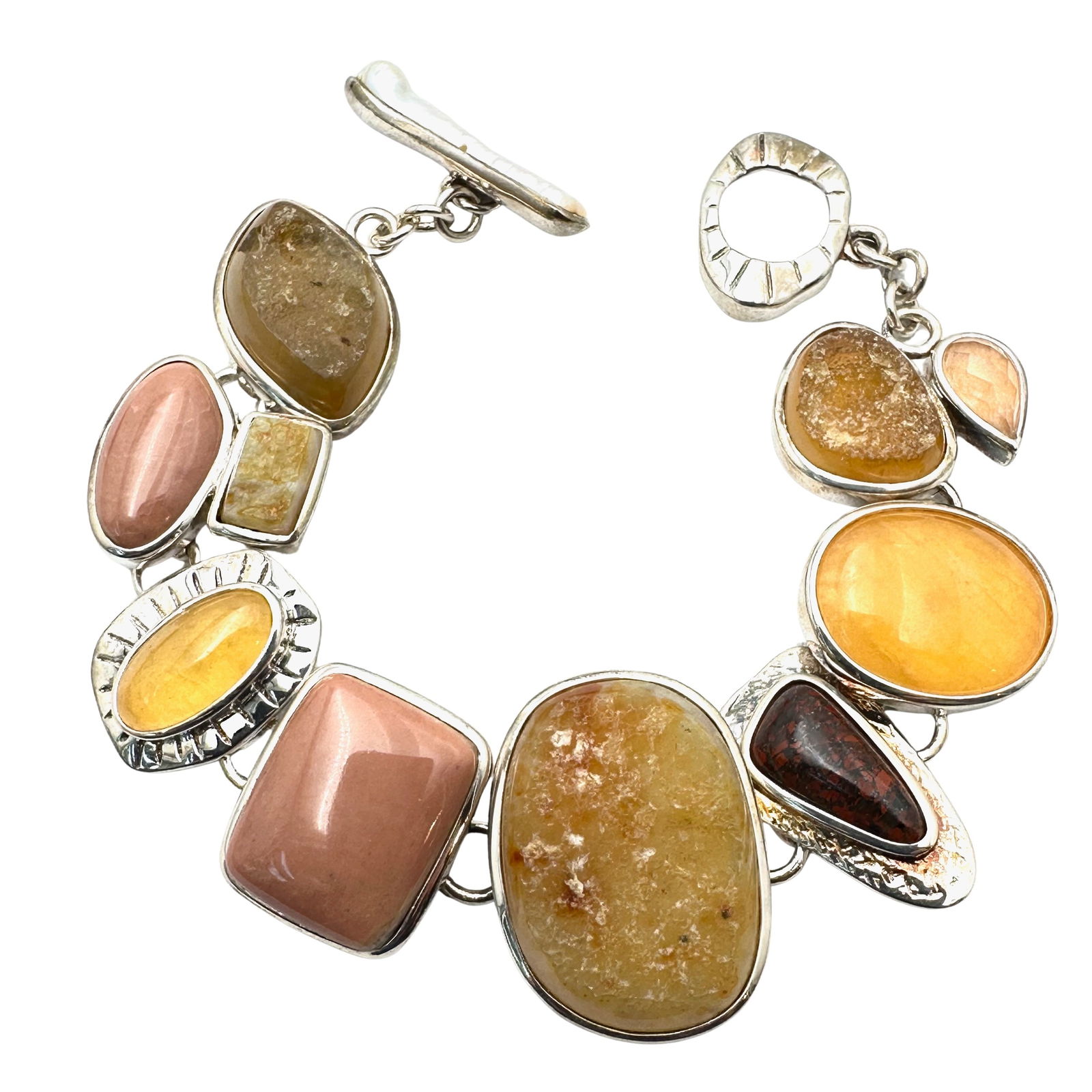 Whitney Kelley Multi Gemstone Sterling Silver Bracelet 7.5 Inch 60 Grams (1 of 2)