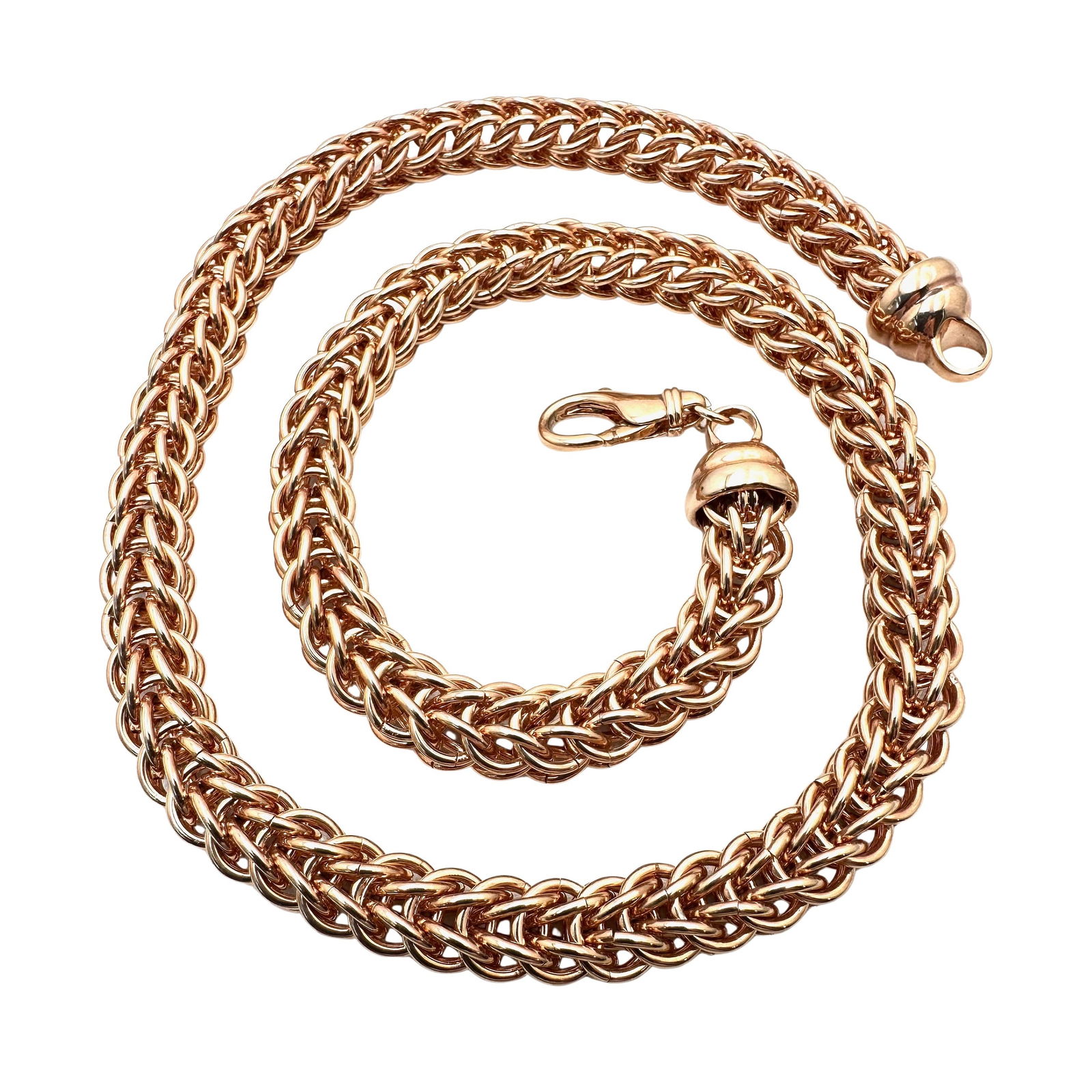 Milor Bronzo Italia Rose Gold Bronze 1/2 Inch Wide Fancy Chain Necklace Pristine Condition 24 Inch (1 of 3)